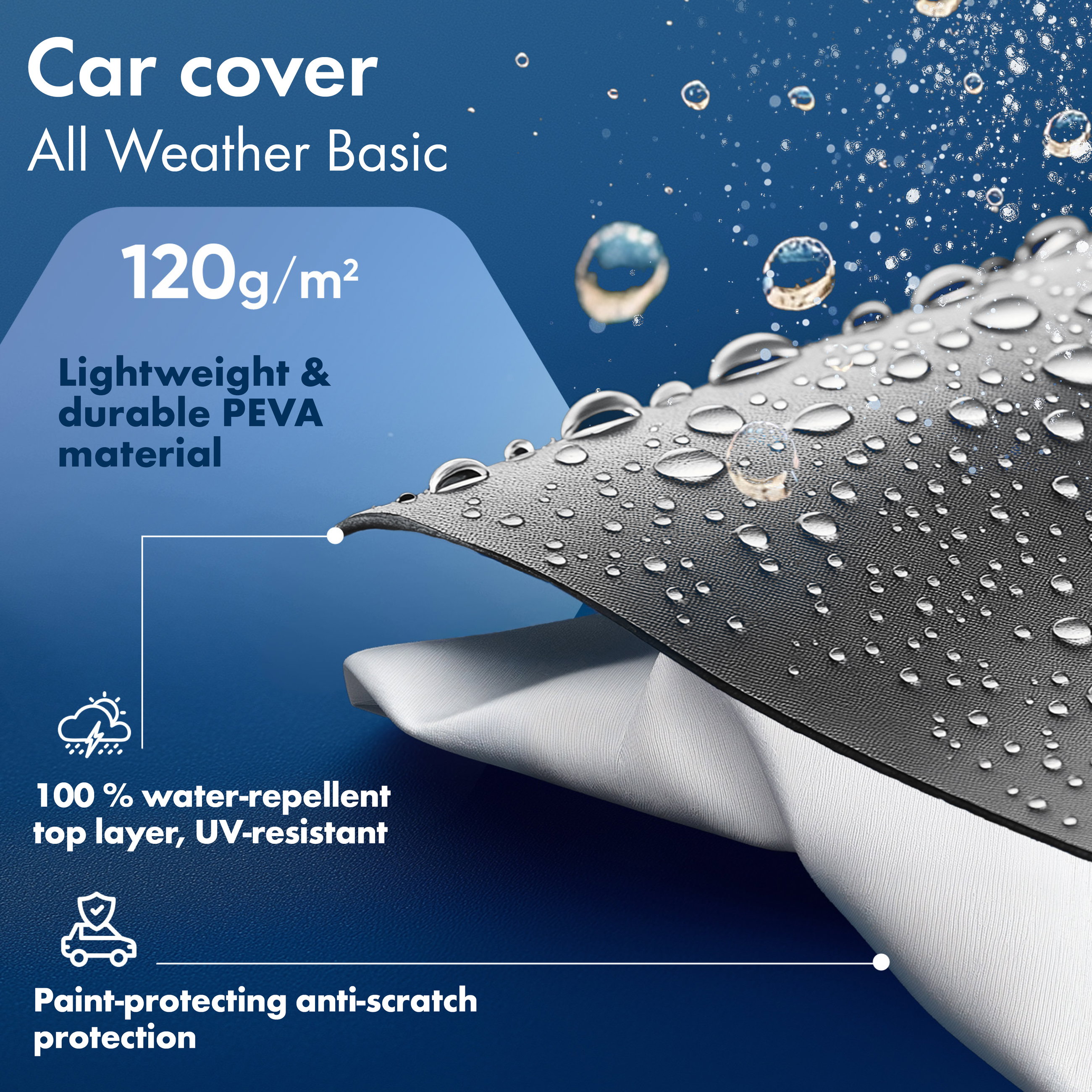 Bilbeskyttelsesdækken All Weather, bilovertræk helgarage størrelse 8 SUV/van, bilovertræk sølv
