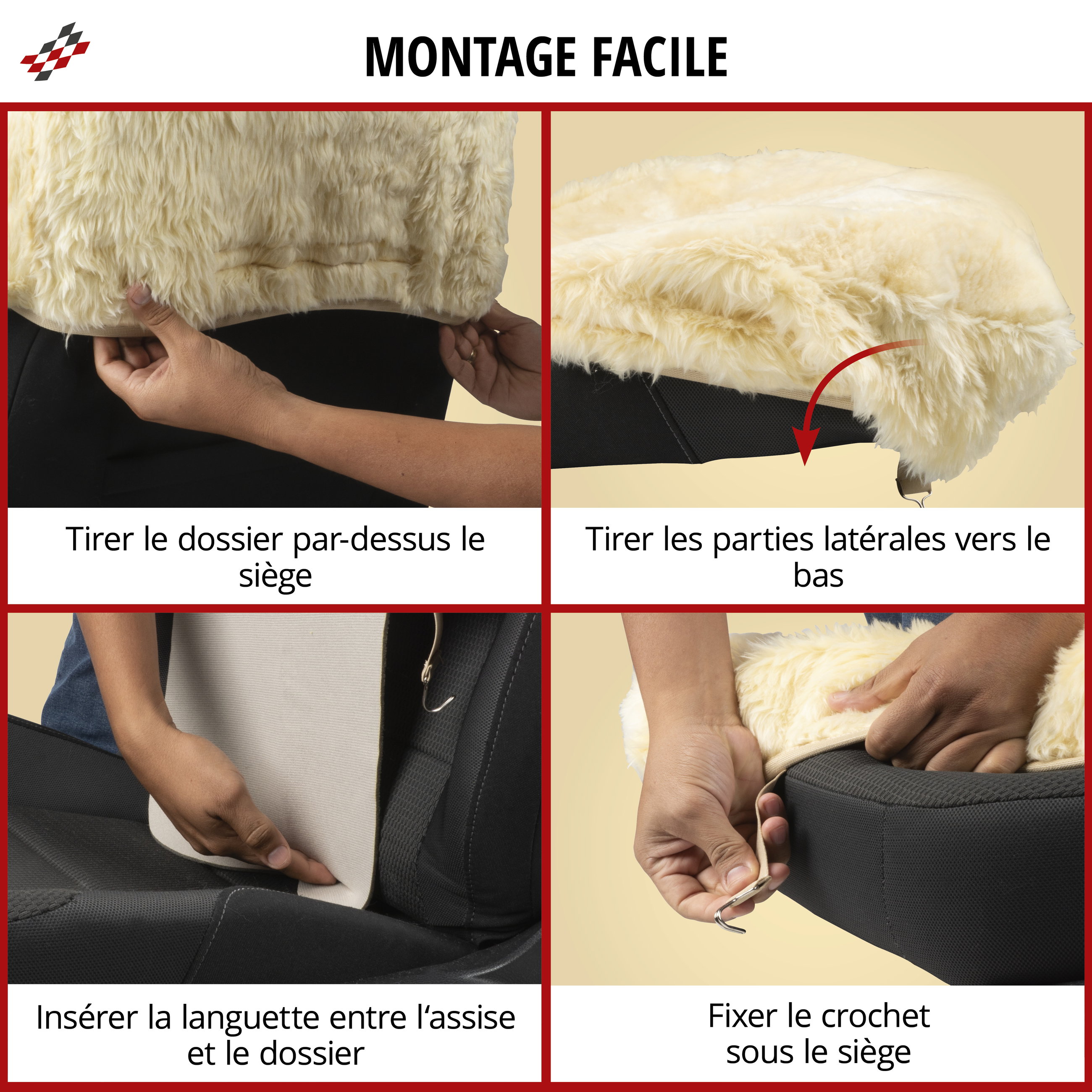Housse de siège en peau d'agneau anthracite avec système informatique ZIPP, 1 pièce