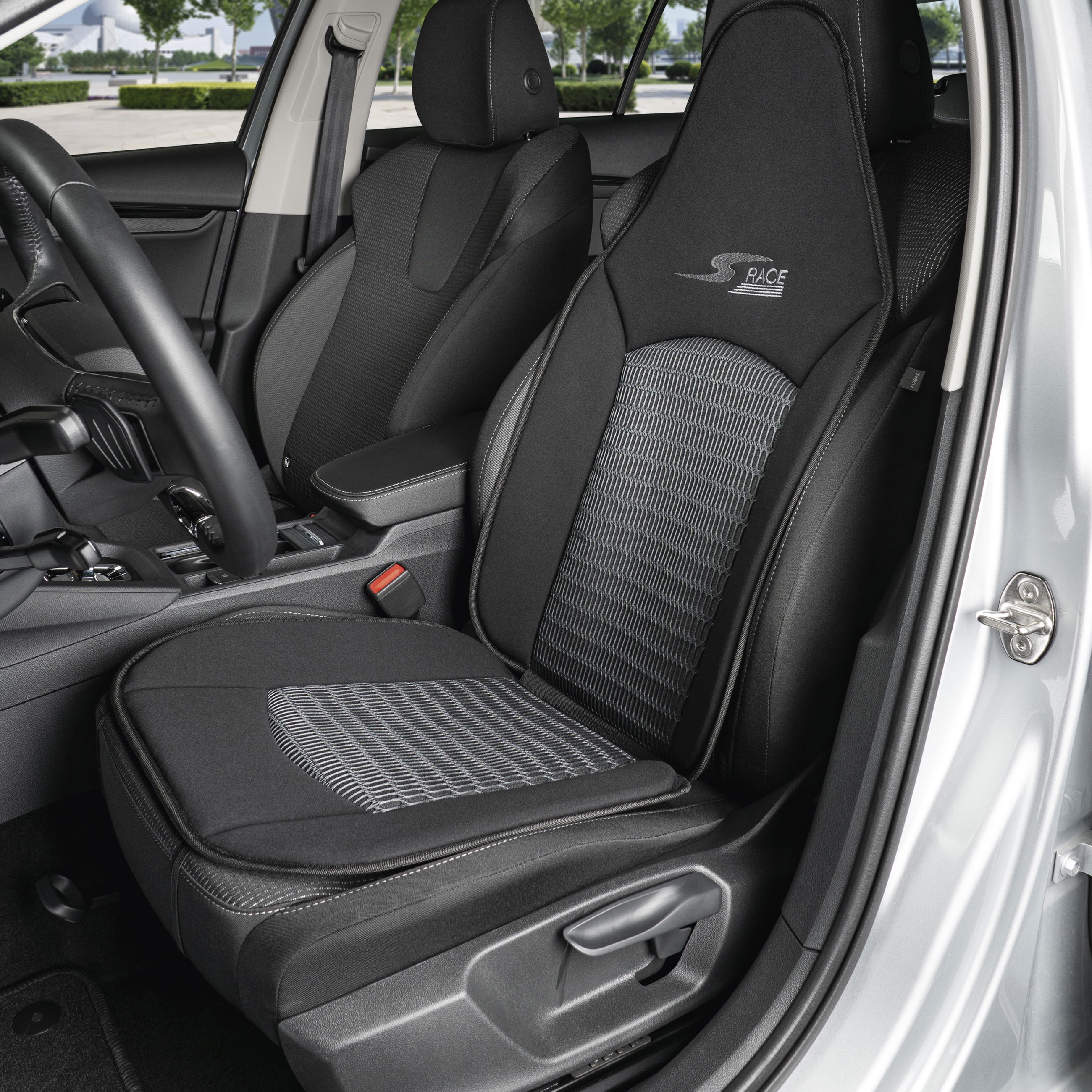 Cojín de asiento S-Race, coche protector de asiento para Highback-/asientos tipo piloto, coche protector de asiento asientos delanteros antracita, 1 pieza