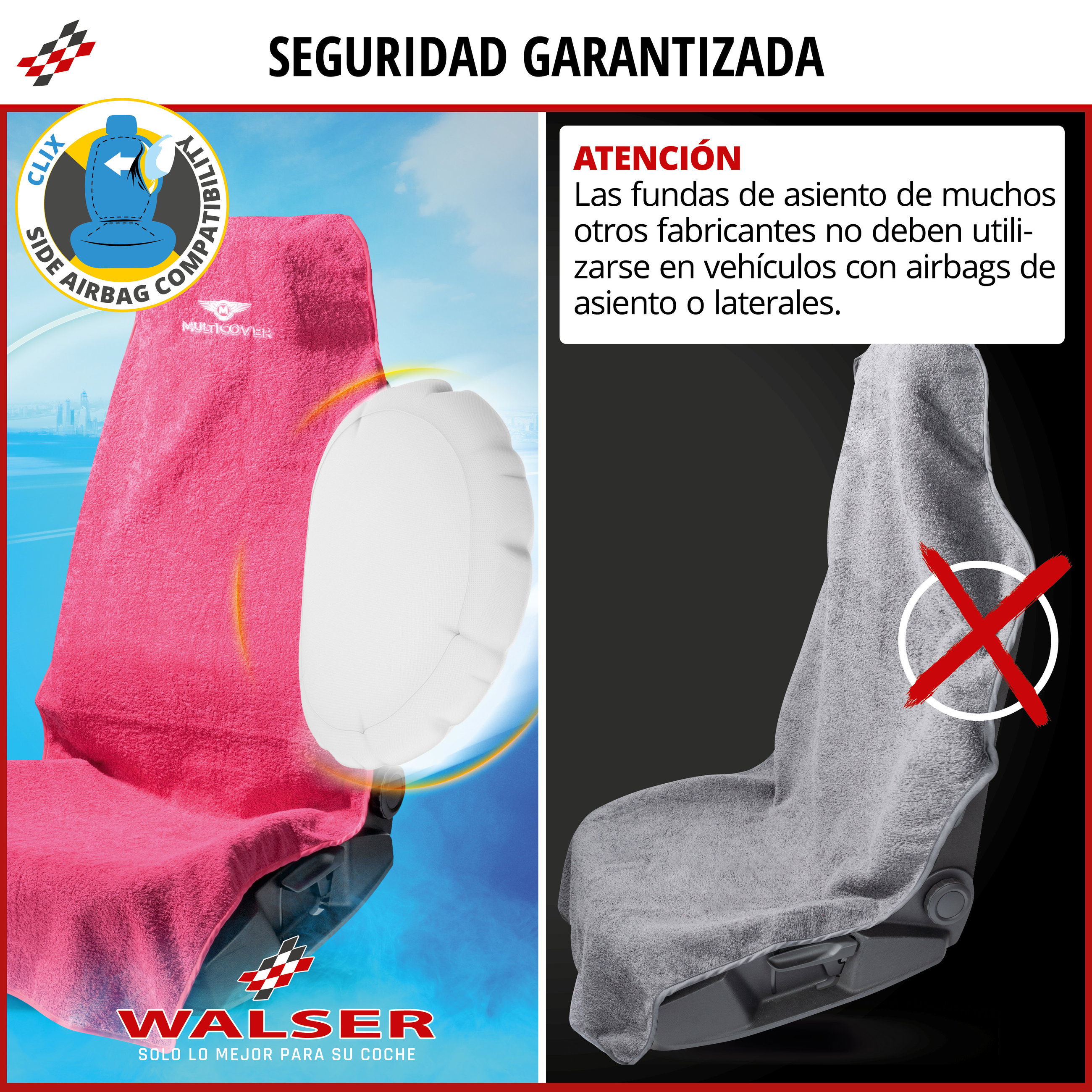 Coche-protector de asiento Multicover, coche-cojín de asiento lavable rosa, 1 pieza