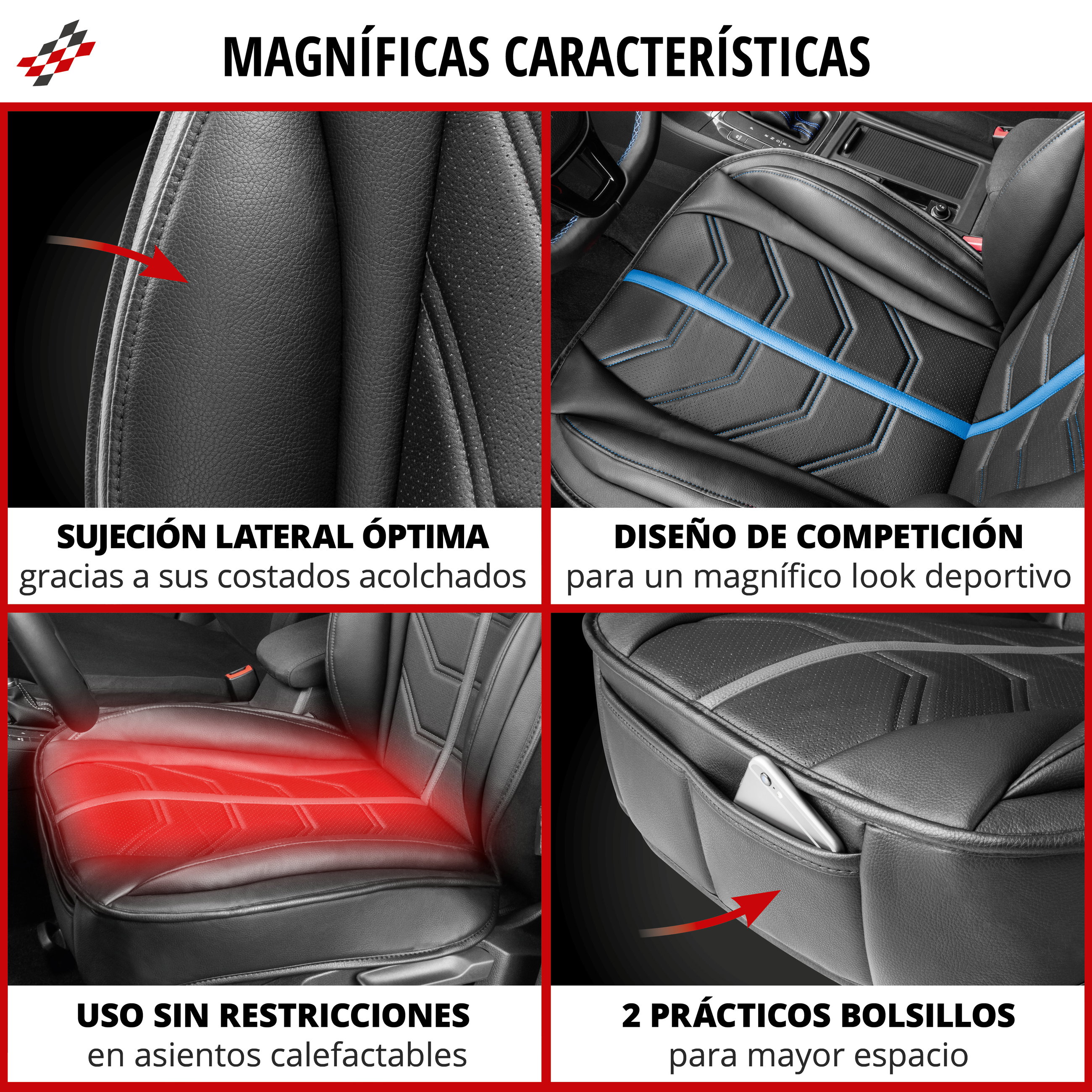 cuero, asiento, tapizado, bolsillos, cojín deportivo