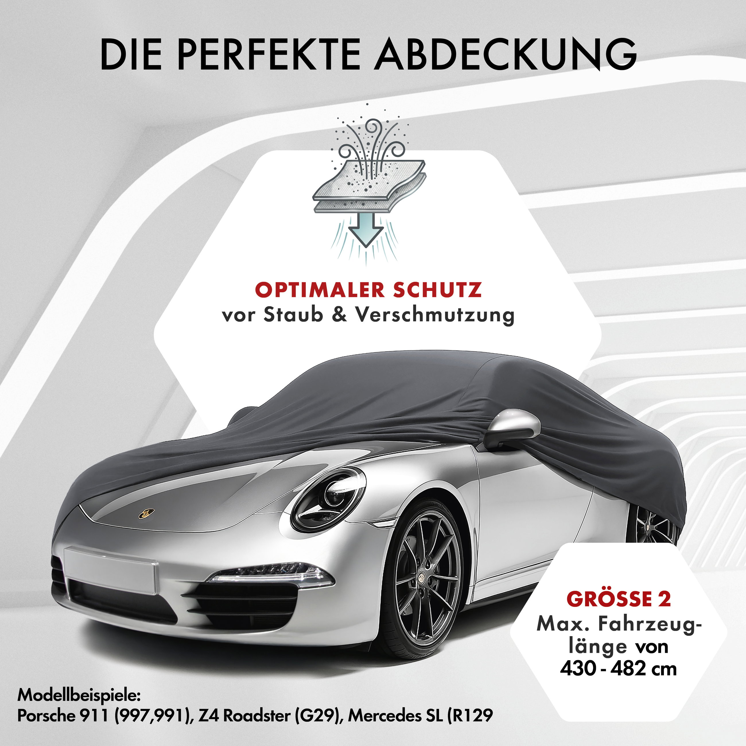 Autoplane Indoor Stretch, PKW-Abdeckplane Größe 2 PKW anthrazit