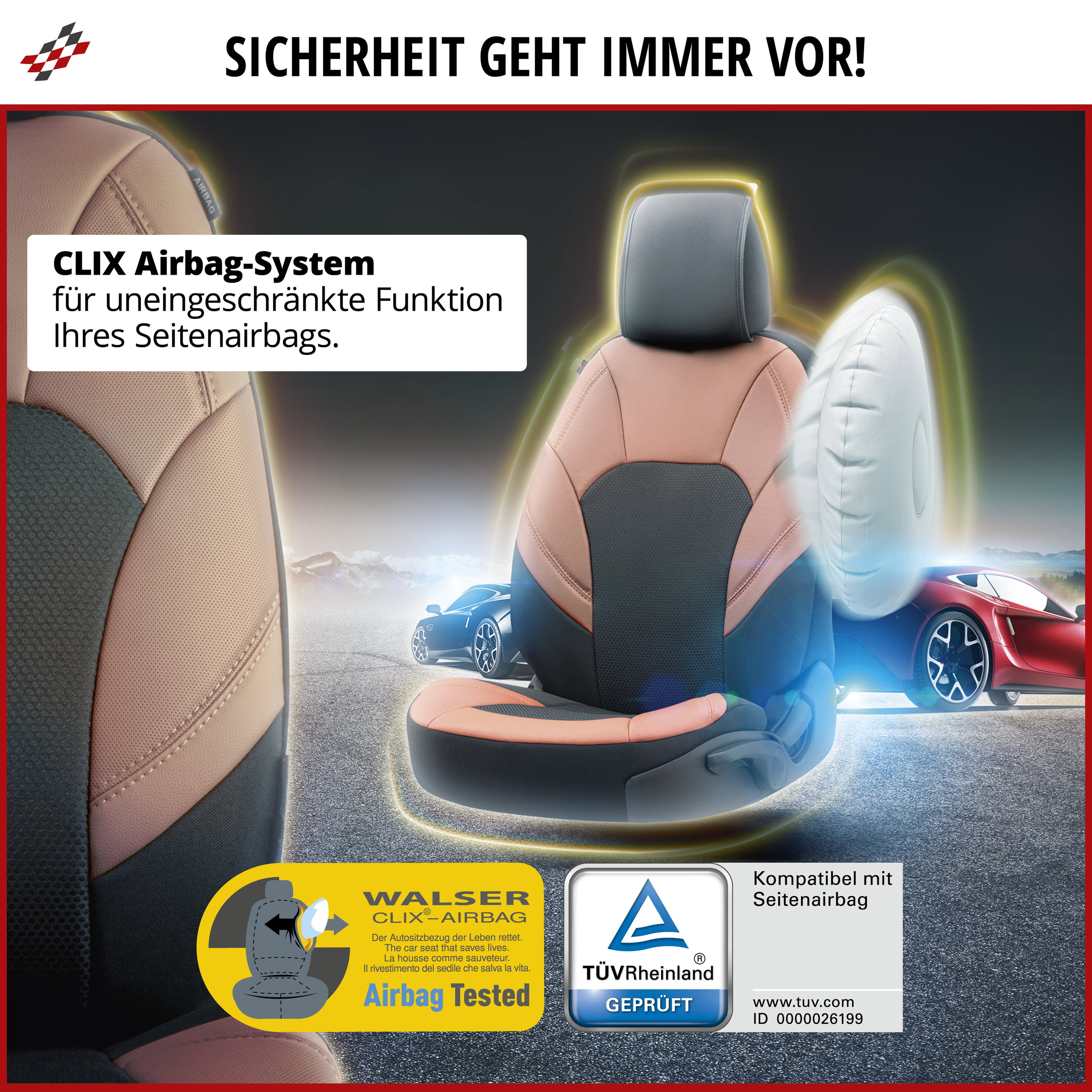 Autositzbezug ZIPP-IT Deluxe Hampton, PKW-Schonbezüge für 2 Vordersitze mit Reißverschluss-System schwarz/braun