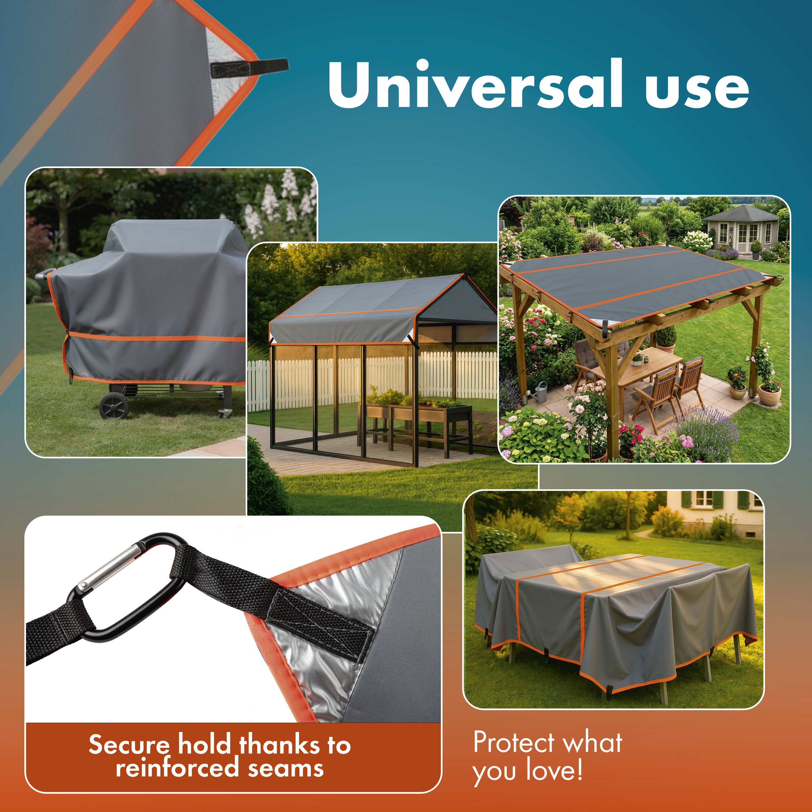 Autocamper/Campingvogn Haglbeskyttelsesovertrak Perma Protect, Størrelse S (200 x 200 cm), haglbeskyttelse op til 1,9 cm, sølv