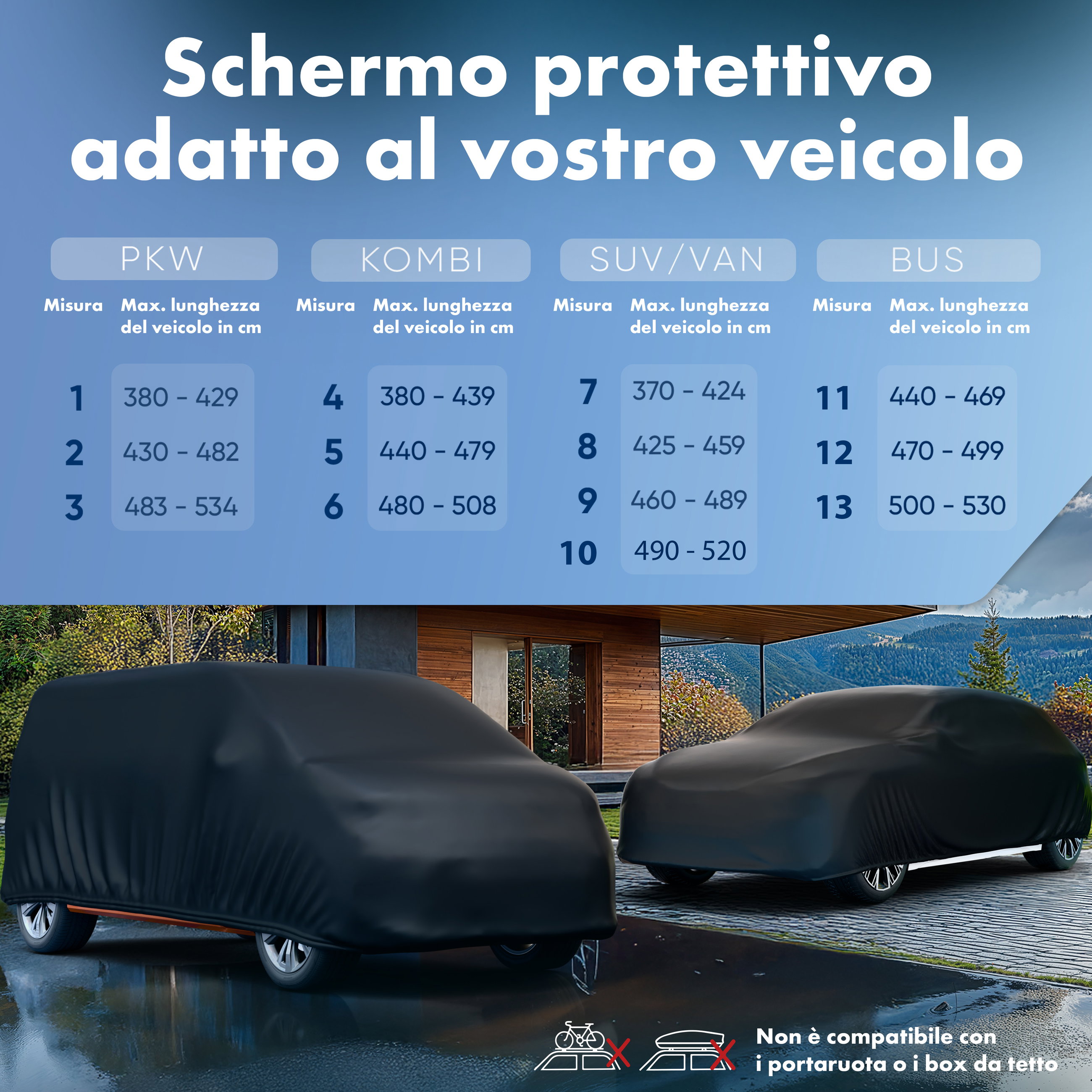Telo Copriauto All Weather, Telone per autobus Misura 11 nero
