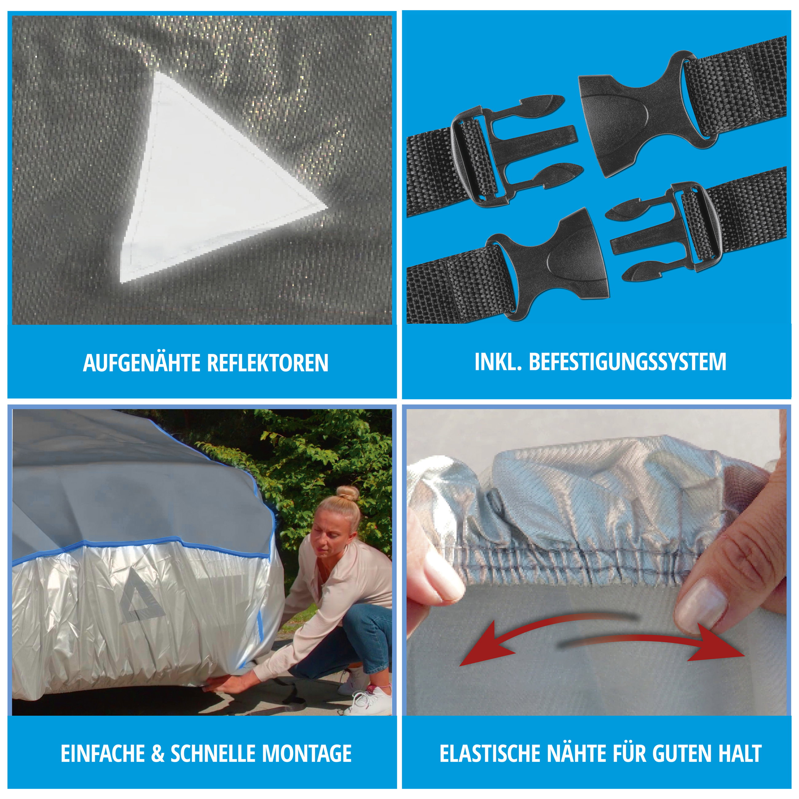 PKW Hagelschutzplane Comfort Protect, Größe 3, Hagelschutz bis 1,9 cm, silber/blau