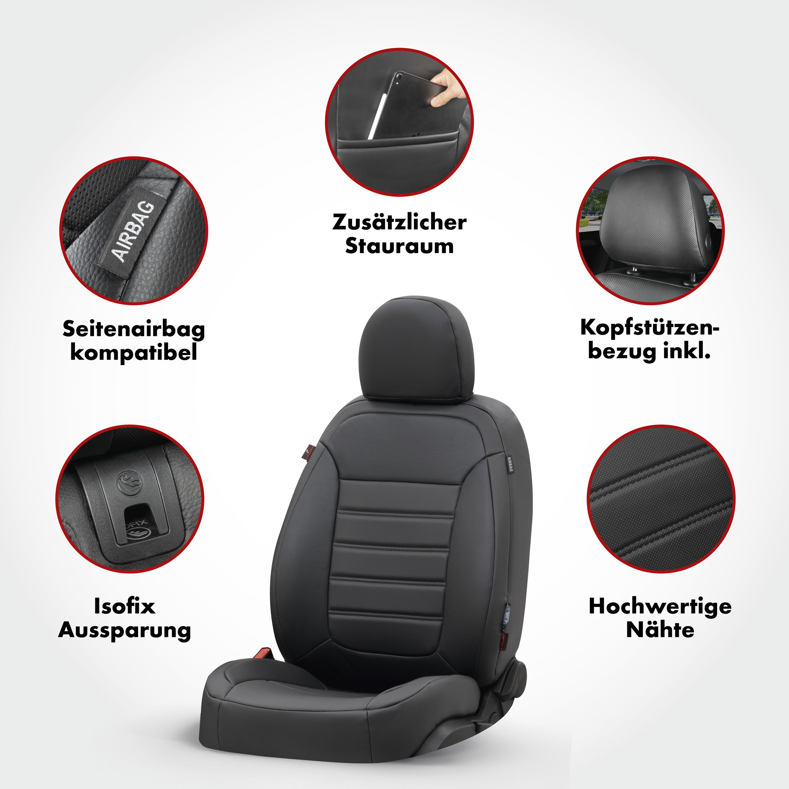 Passform Sitzbezug Robusto für VW Golf 6 Trendline 10/2008 - 12/2014, 2 Einzelsitzbezüge für Normalsitze