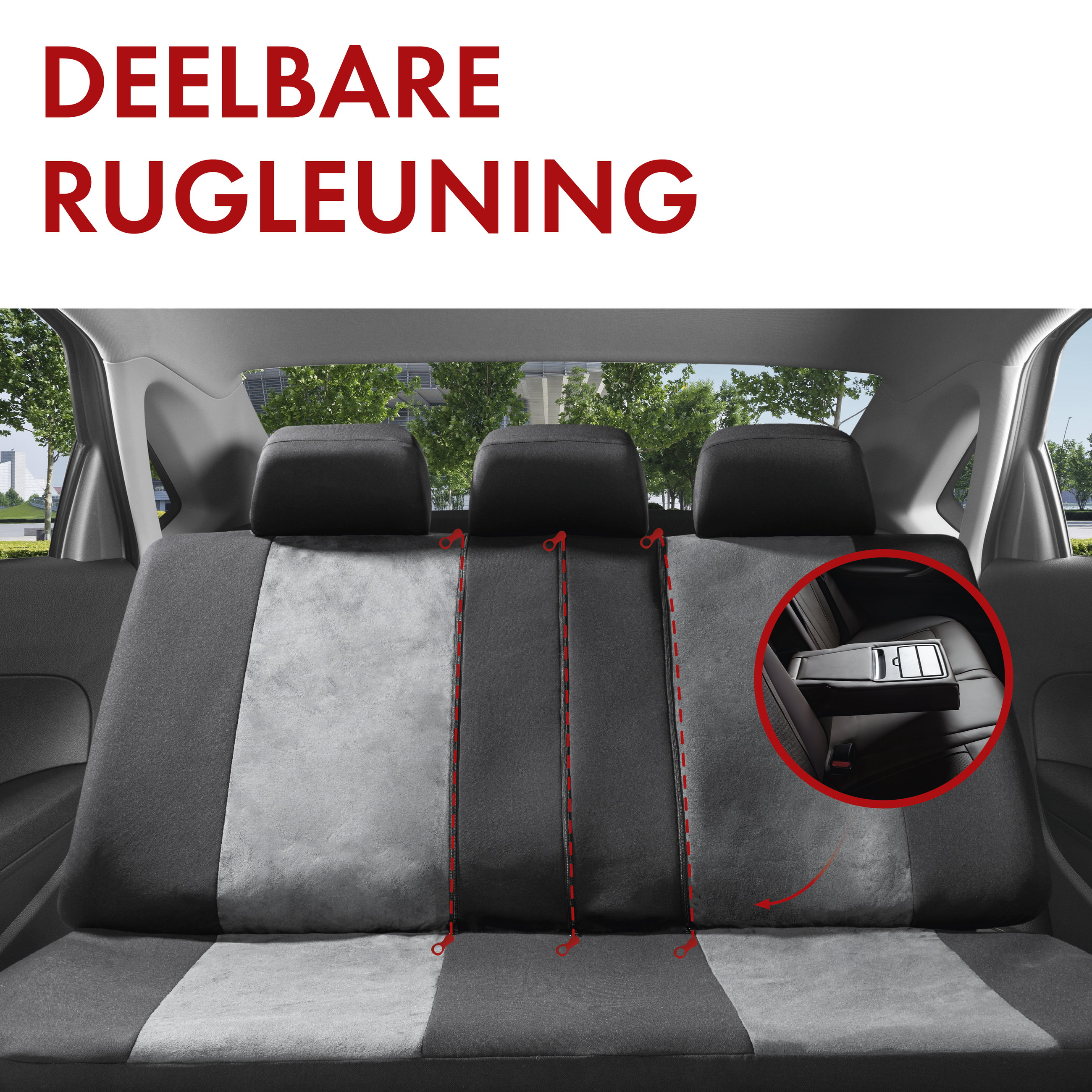 Premium Autostoelbekleding Ellington met Zipper ZIPP-IT, Autostoelhoes set, 2 stoelbeschermer voor voorstoel, 1 stoelbeschermer voor achterbank zwart/grijs 11865