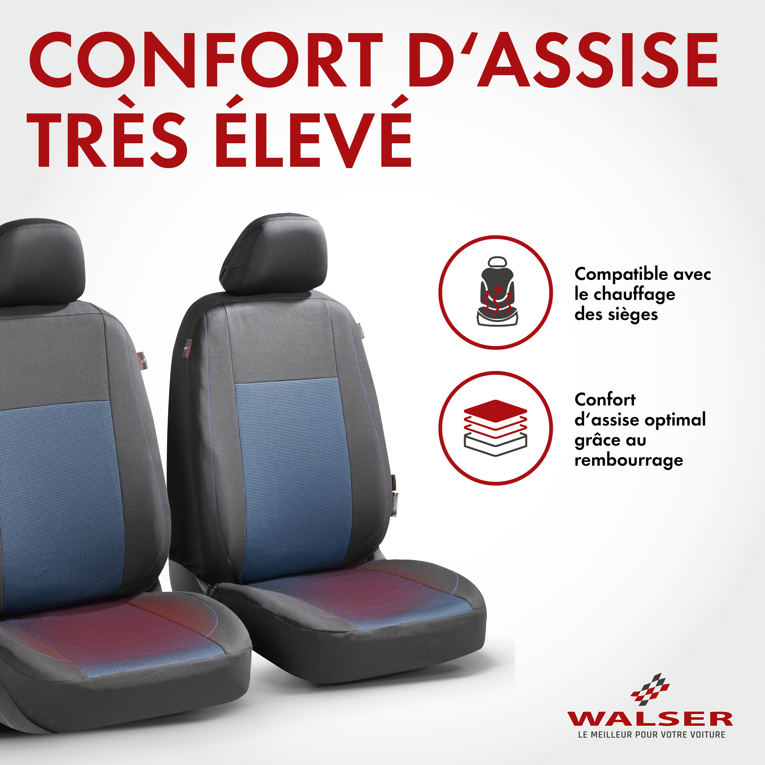 ZIPP IT Premium Housse de sièges Ardwell complet avec système de fermeture éclair noir/bleu