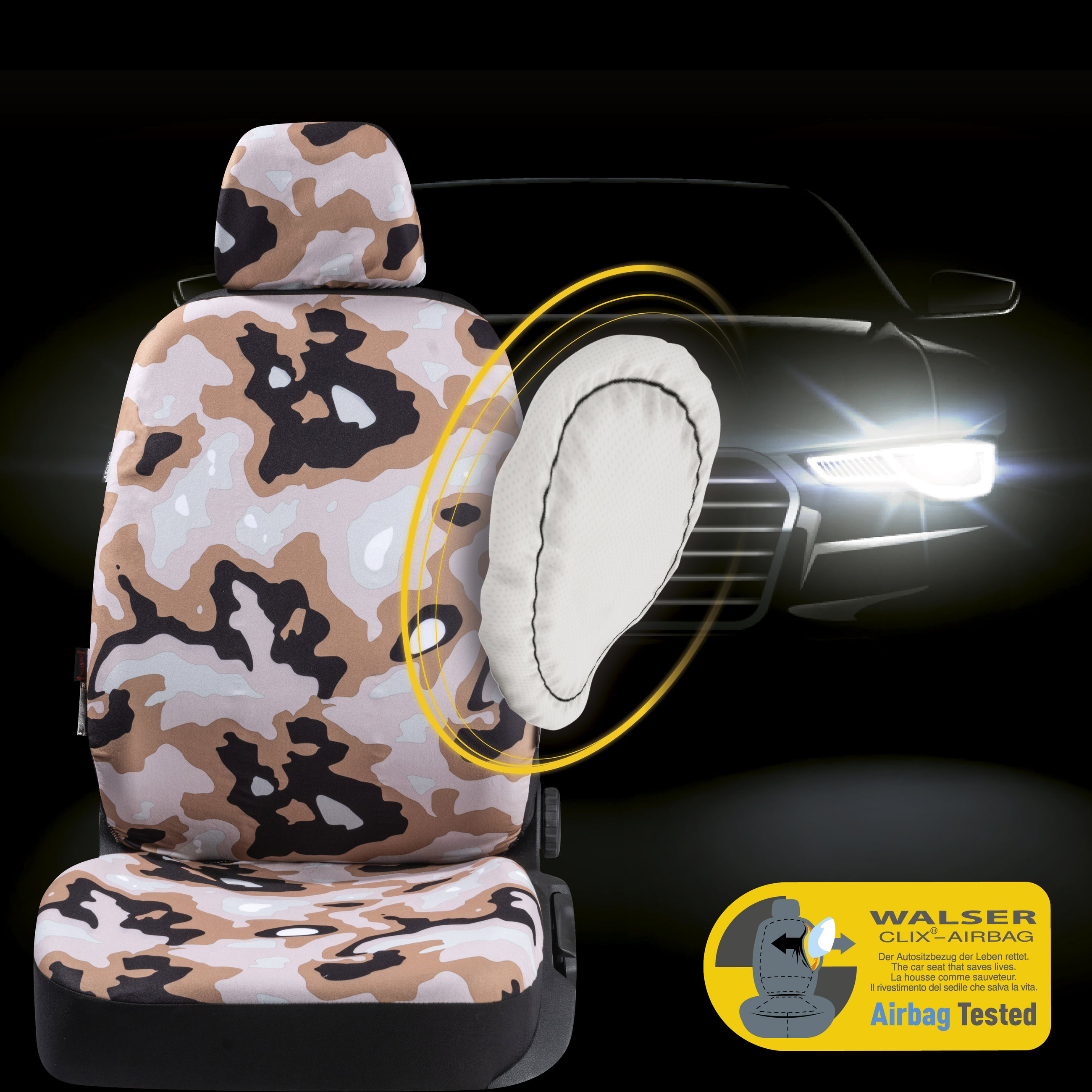 Autosædebetræk Camouflage, bilsædebetræk enkeltsæde Camouflage-Design