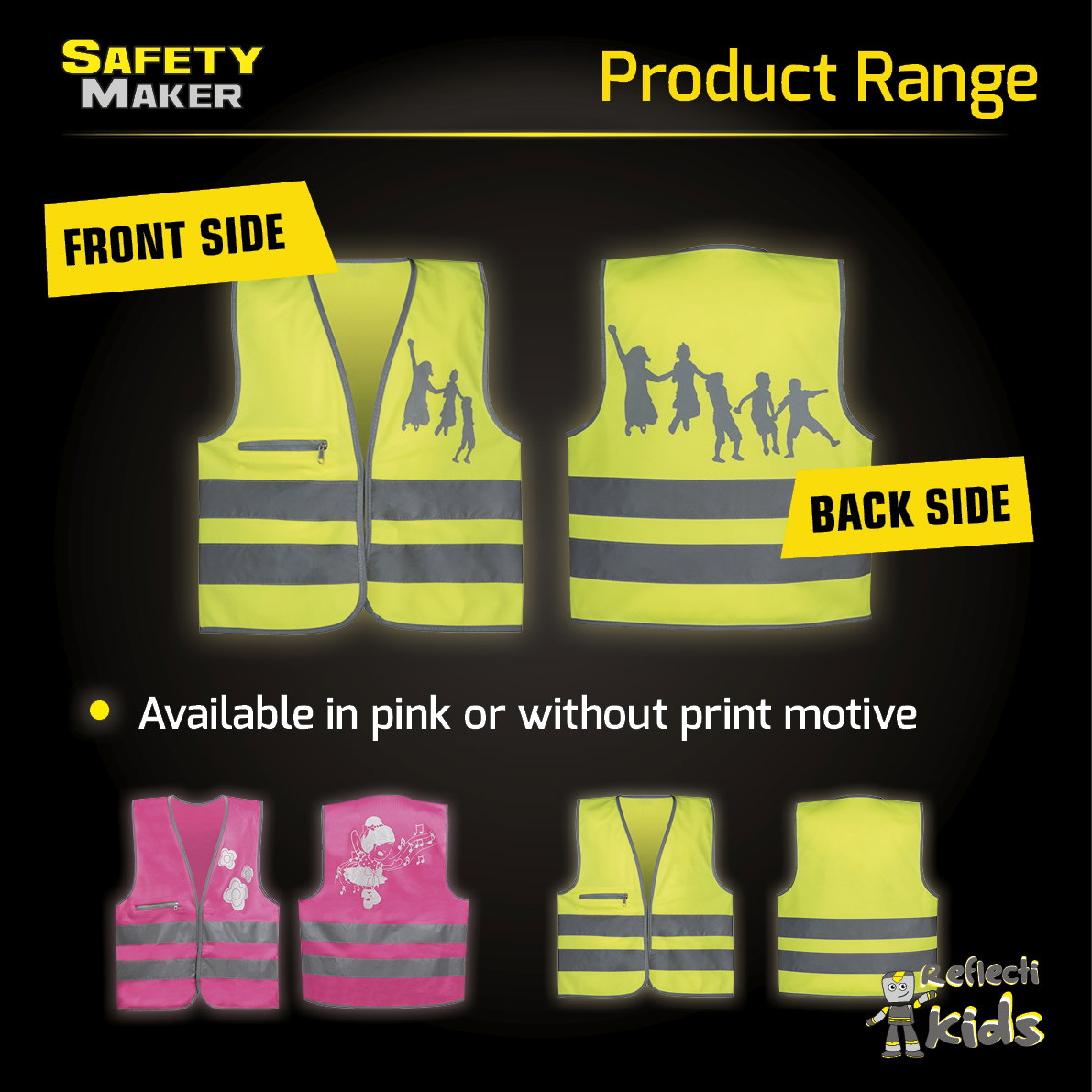 Safety Maker  Veiligheidsvest voor kinderen, hoge zichtbaarheidsvest, reflecterend vest, reflecterend voor 3-6 jaar, geel