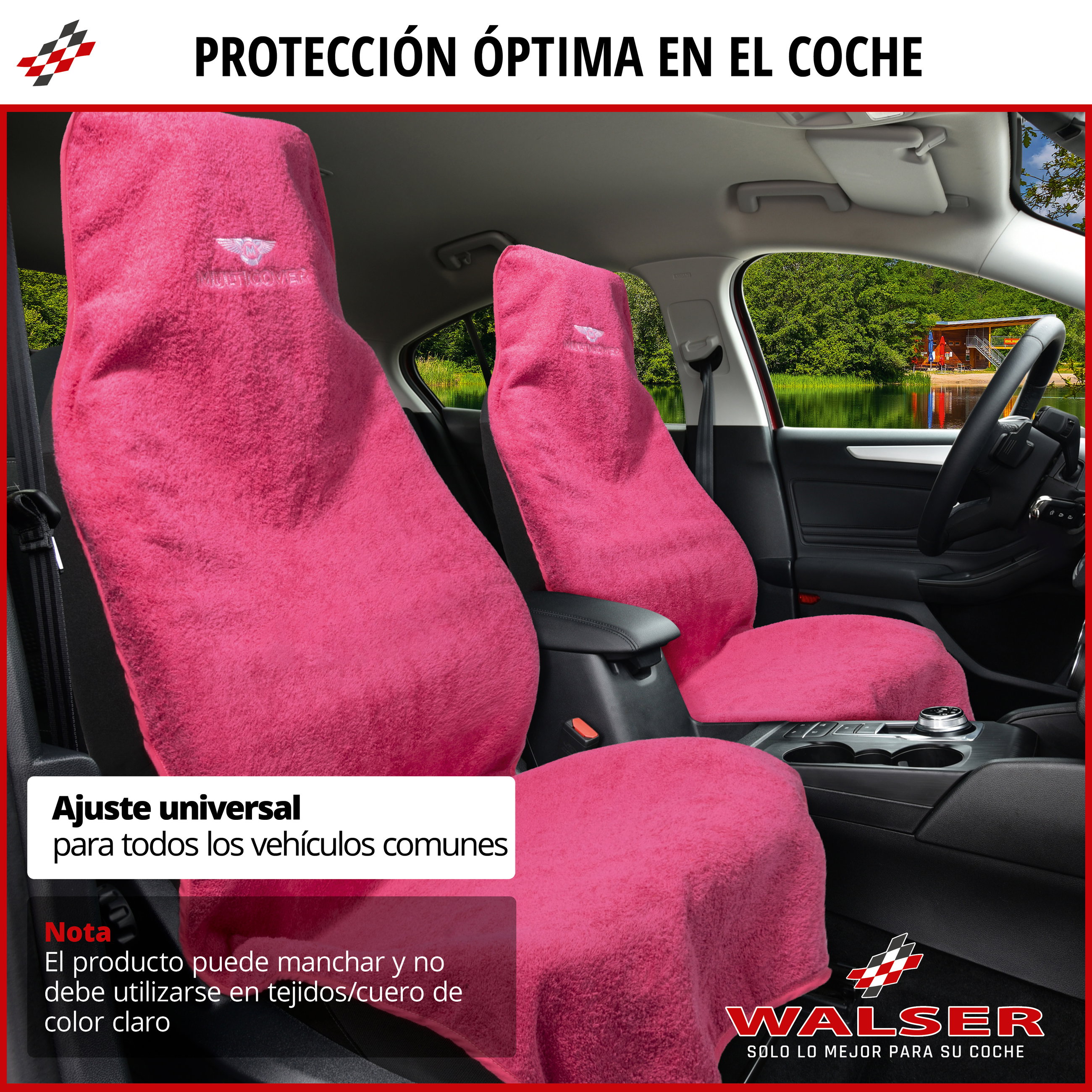 Coche-protector de asiento Multicover, coche-cojín de asiento lavable rosa, 1 pieza