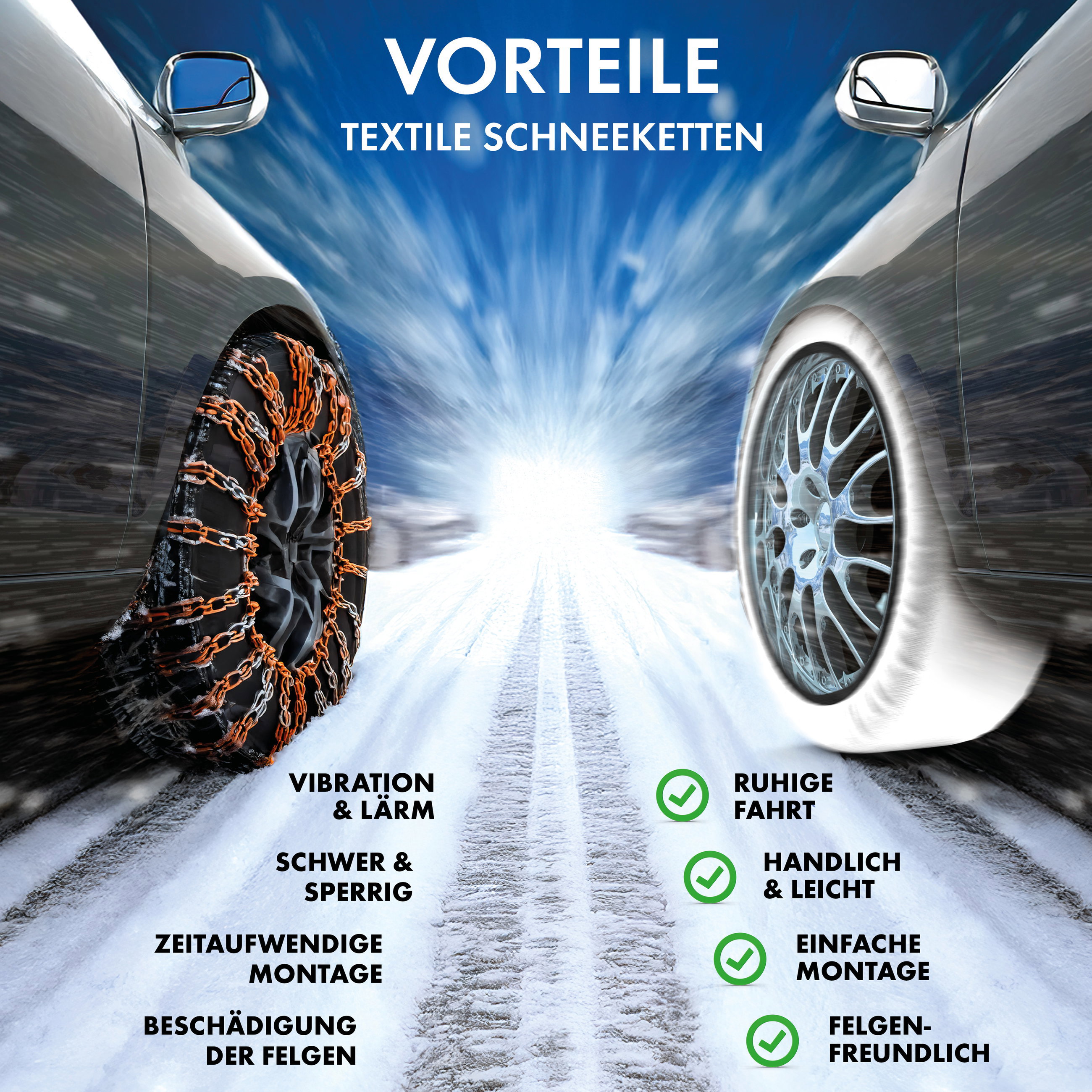 Textile Schneeketten Easygo XXL, 2er Set Textil Schneeketten nach EU Norm 16662-1 homologiert, Auto Schneeketten, Auto Schneesocken Winter 2 Stück rot