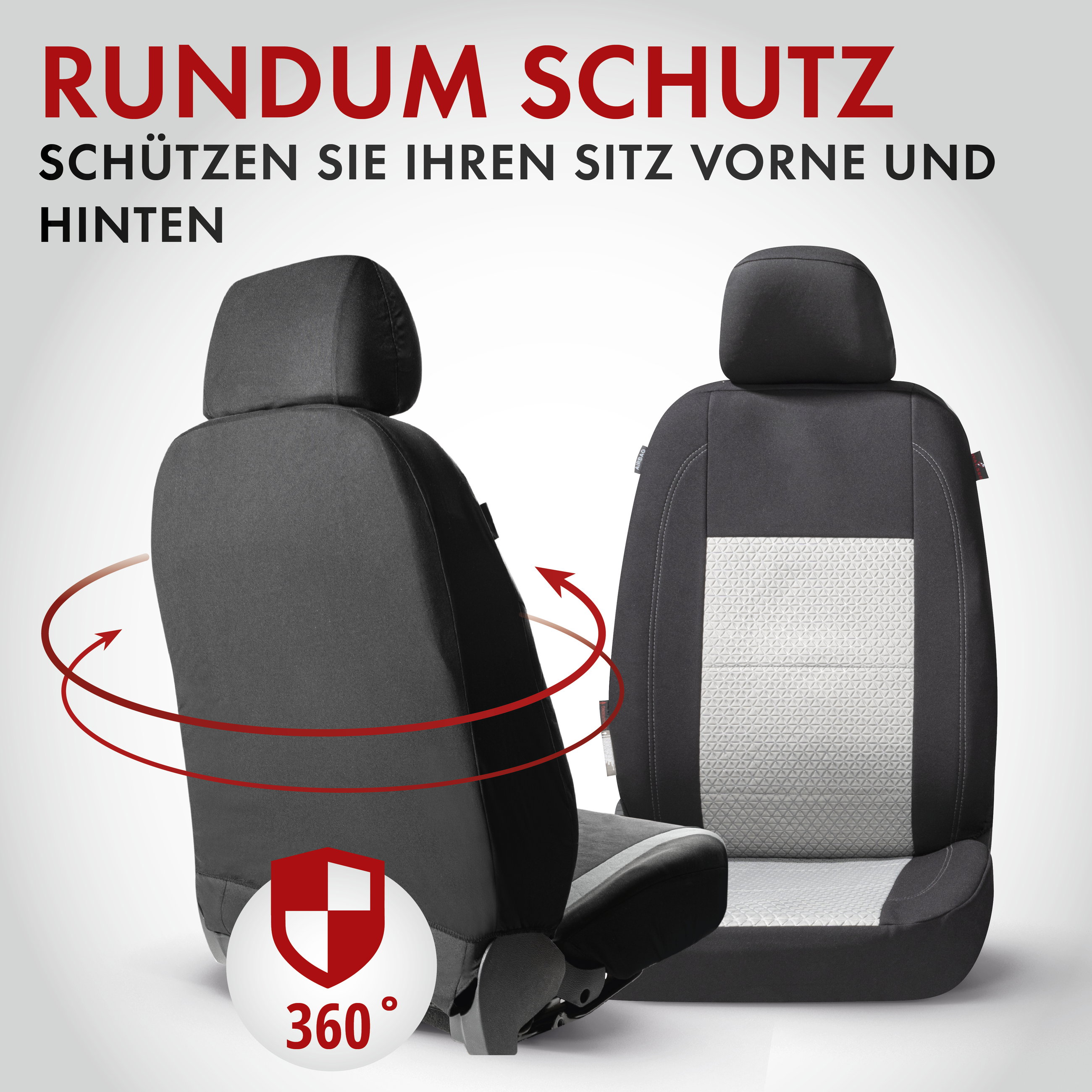 Autositzbezug ZIPP-IT Premium Avignon, PKW-Schonbezüge Komplettset mit Reißverschluss-System schwarz/silber