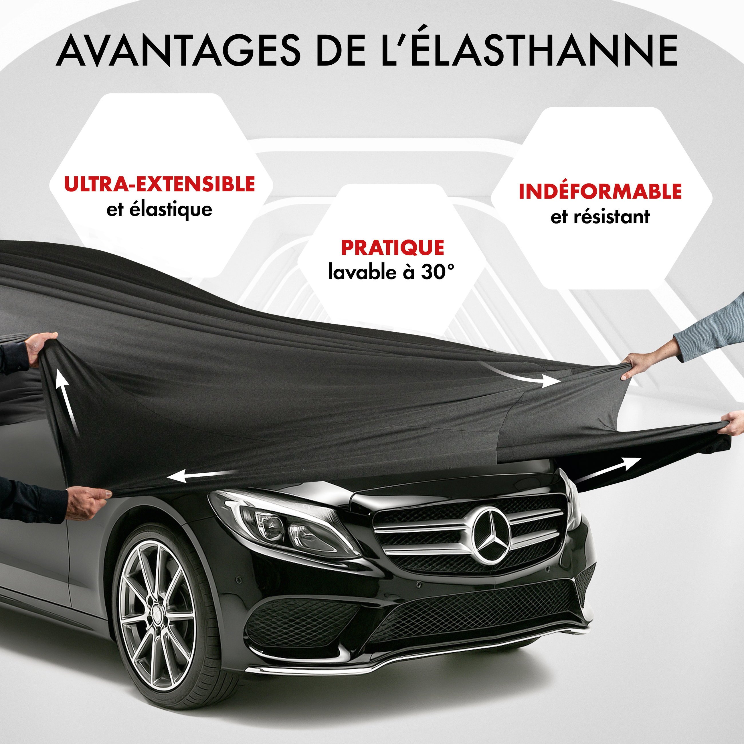 Premium housse de voiture Indoor Stretch, bâche complet pour l'interieur Plus taille 5 Break noir