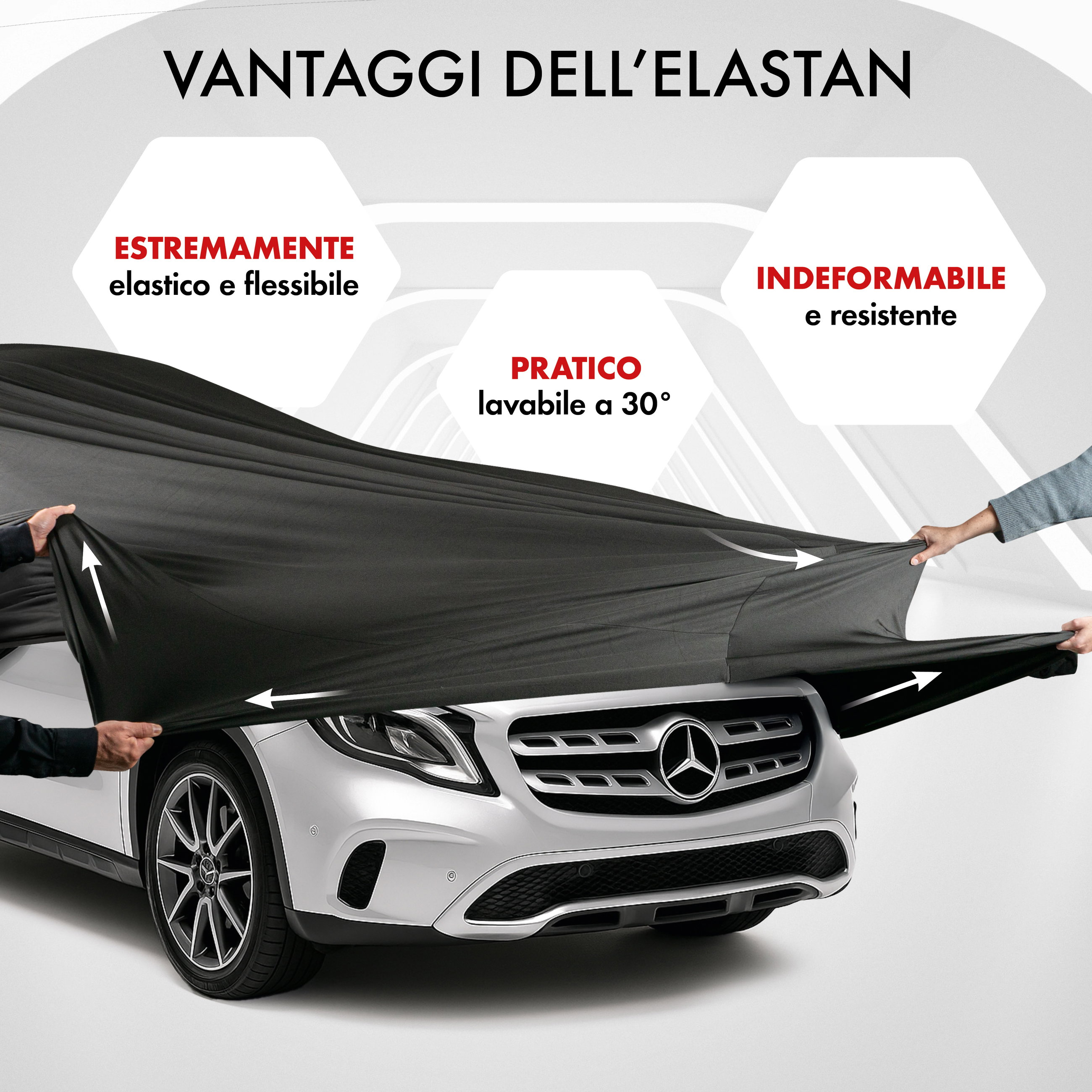 Premium Telo Copriauto da interno Indoor Stretch Plus, Copertura protettiva per uso interno Misura 8 SUV/VAN nero