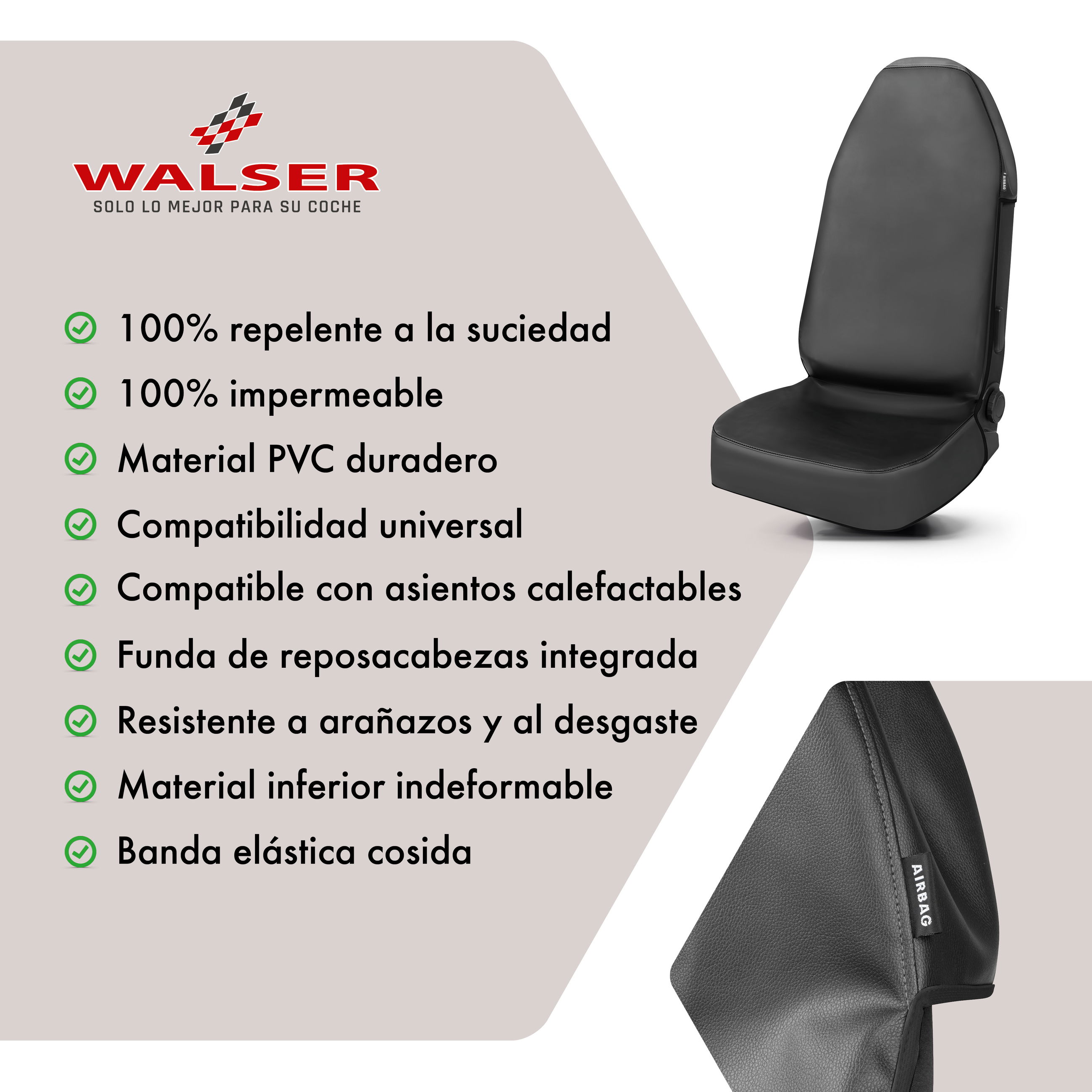 Coche funda protectora cuero sintético, funda protectora asiento de coche delantero, protector de asiento coche negro/rojo, 1 pieza