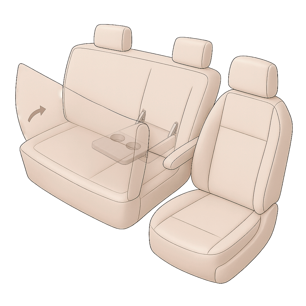 Housse de siège Transporter en simili cuir pour VW Crafter, Mercedes Sprinter, 1 siège individuel à l\'avant (évidement accoudoir) & double banquette avant rabattable