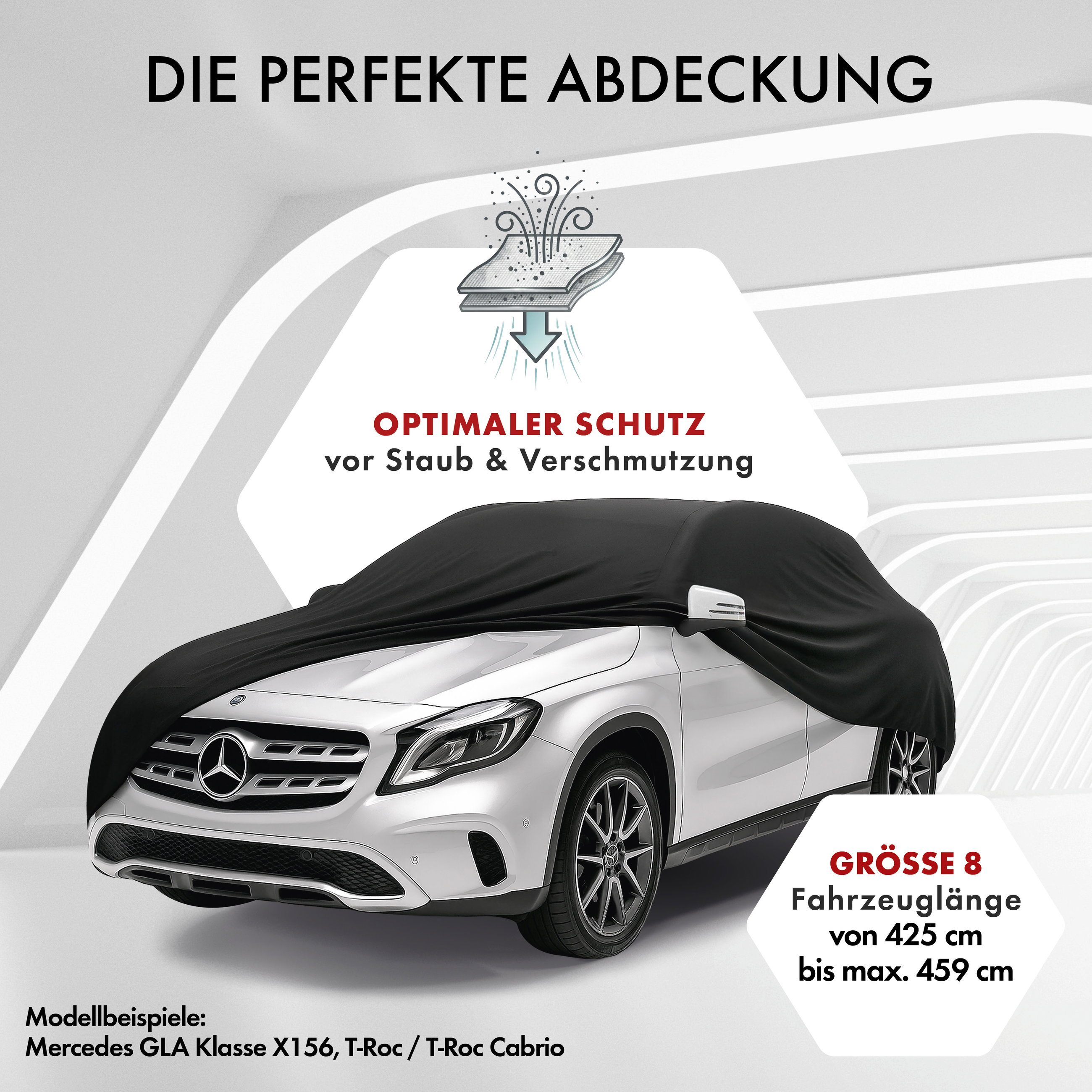 Autoplane Indoor Stretch, PKW-Abdeckplane Größe 8 SUV/VAN schwarz