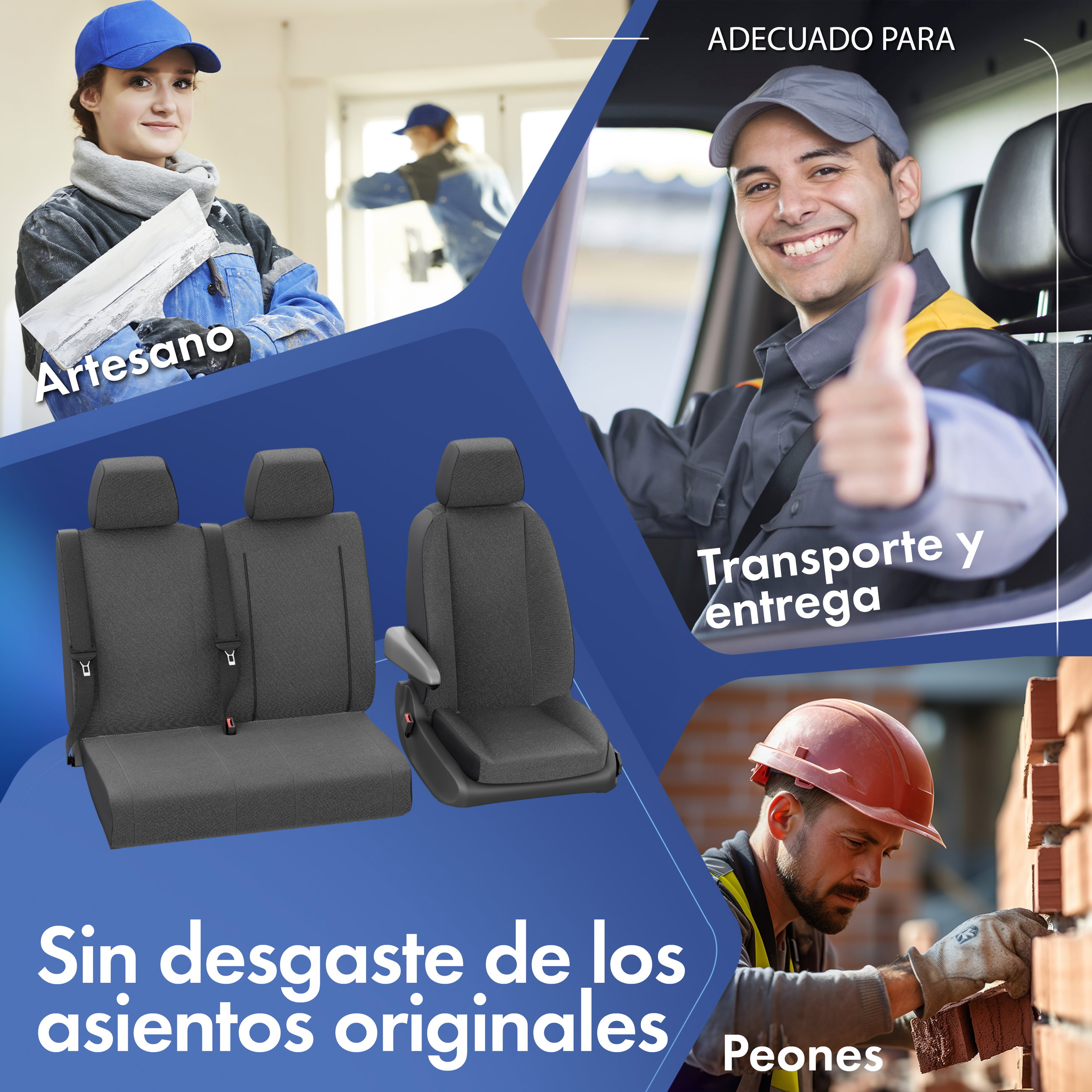 VW T5 funda de asiento compatible de tela, ajuste perfecto para banco doble trasero, fundas de asiento robustas para furgoneta/van antracita