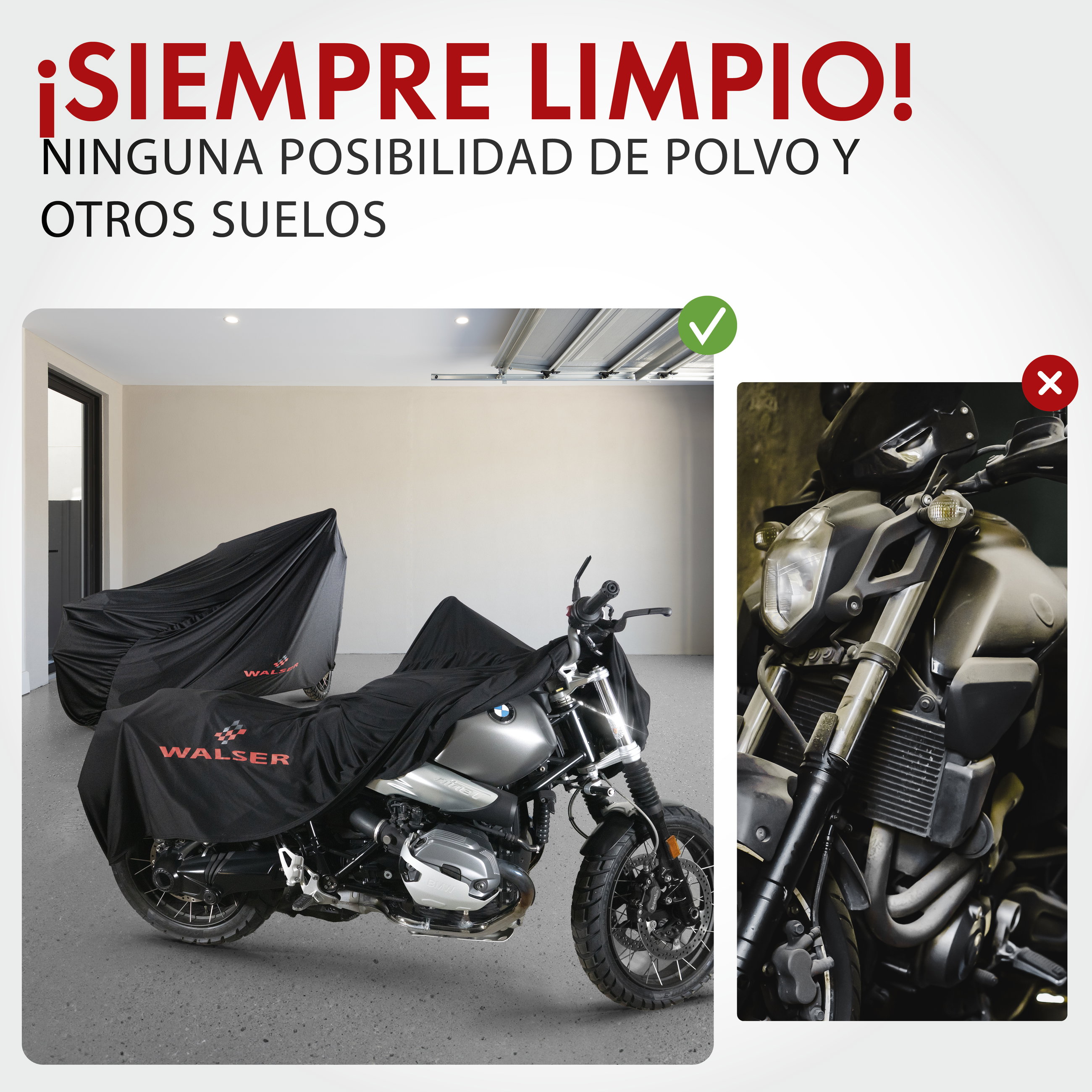 Funda para moto Indoor Stretch M, Indoor funda para moto transpirable, garaje para moto para el Interior - 215x95x120 cm negro