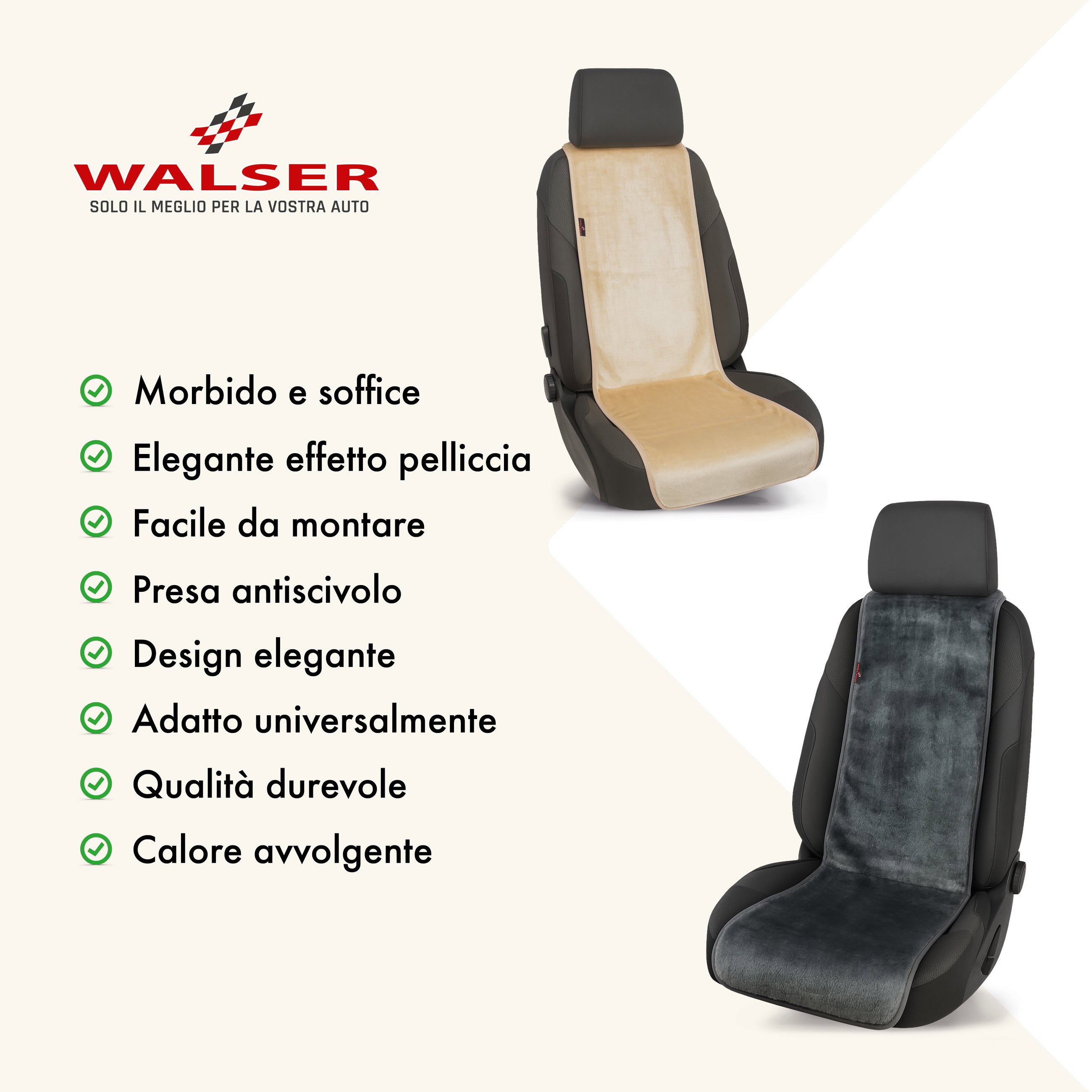 Coprisedile auto Teddy, protezione sedile auto in pelliccia sintetica per sedile singolo, rivestimento in pelliccia sintetica argento, 1 pezzo