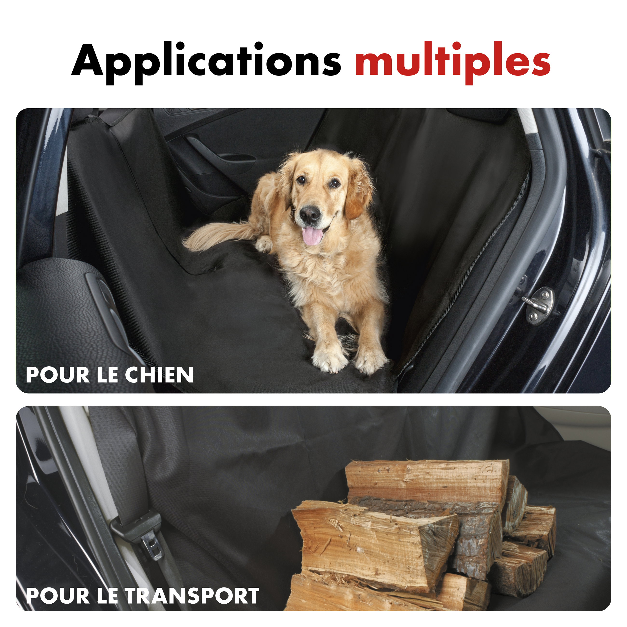 Walser Couverture de protection de la banquette arrière de la voiture, couverture pour chien Nero