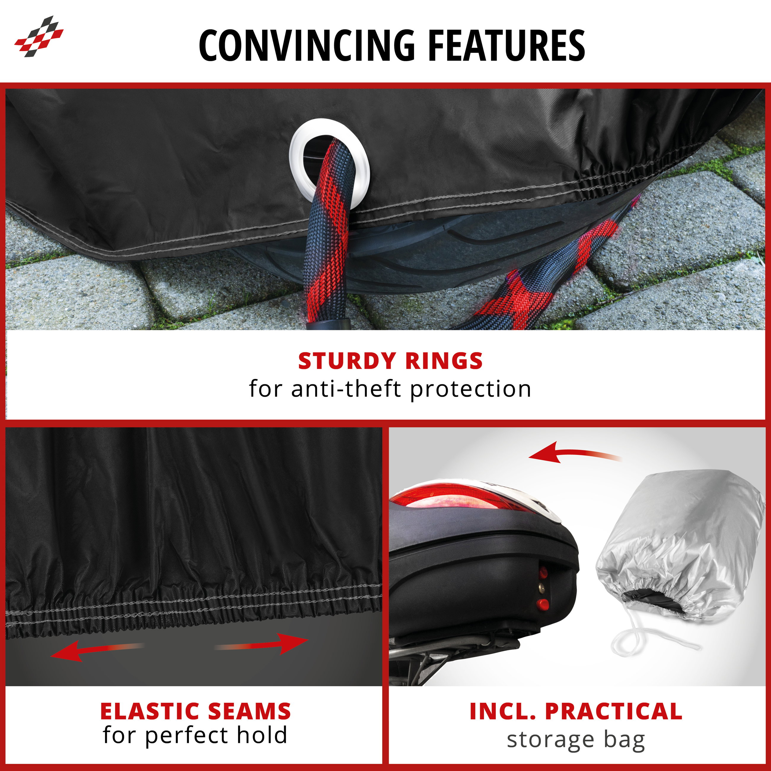 Motorcycle cover All Weather L, Motorcycle cover, Waterproof motorcycle garage - 250x100x130 cm black