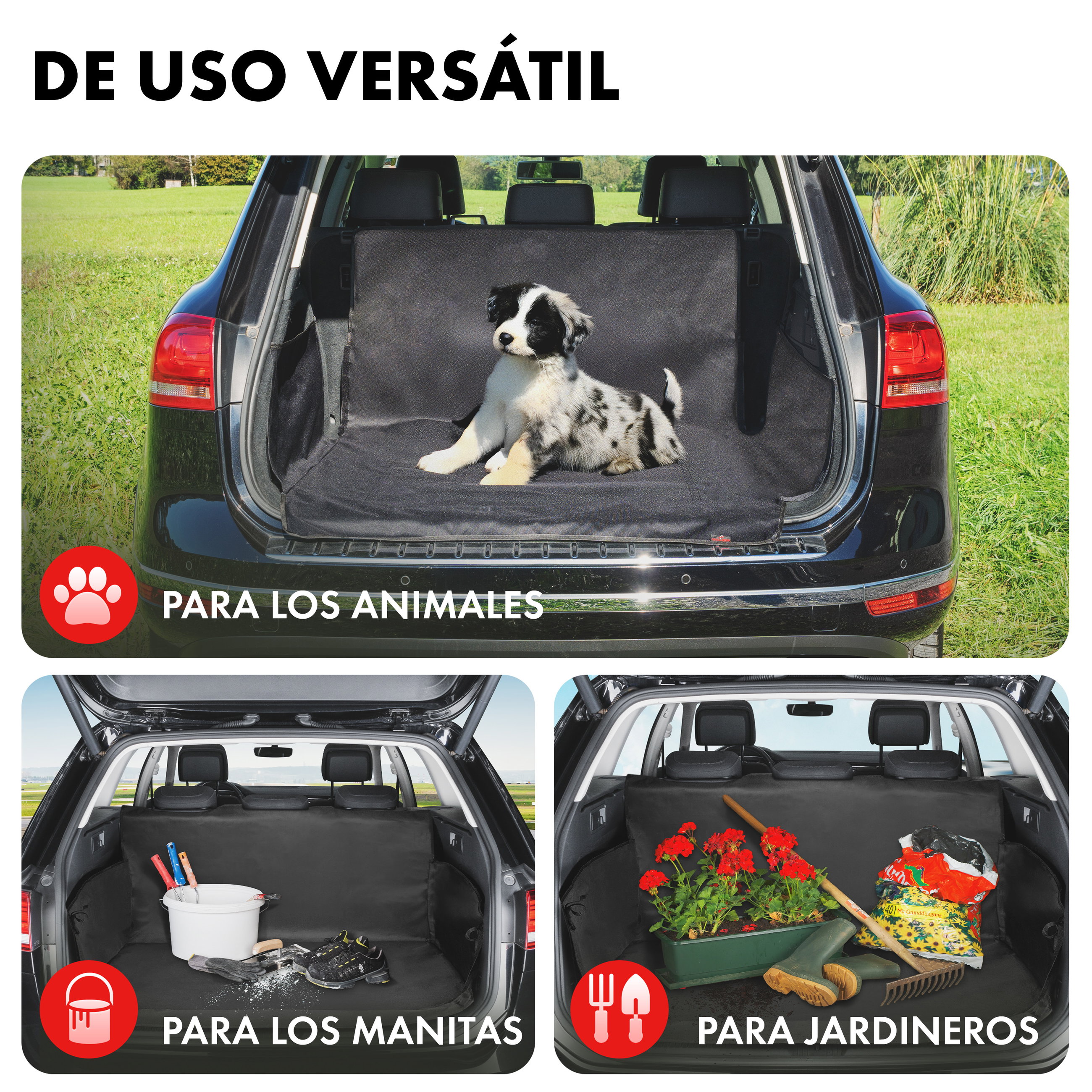 Manta para maletero Cäsar, manta para perros de coche, alfombrilla de maletero con protección lateral negro
