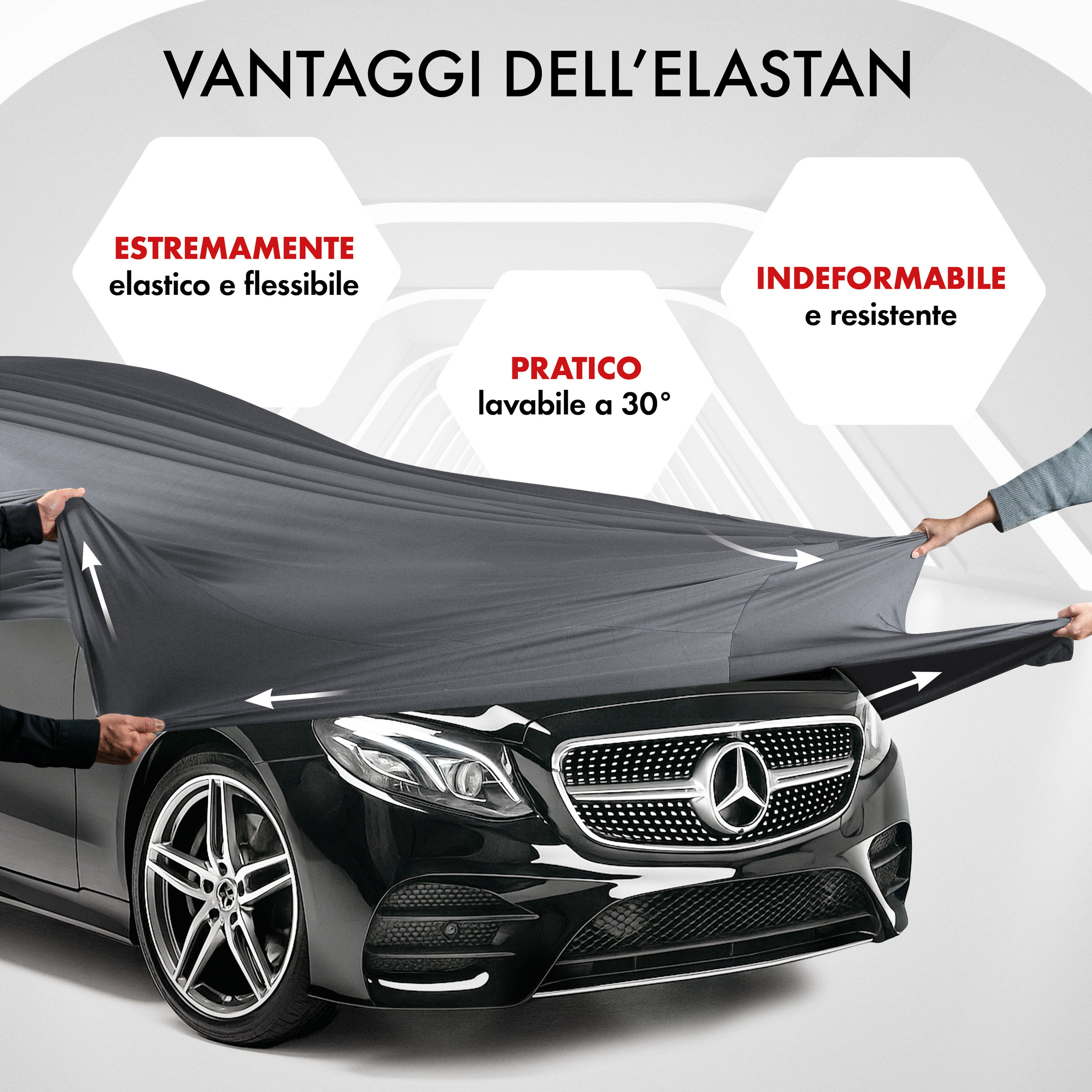 Premium Telo Copriauto da interno Indoor Stretch Plus, Copertura protettiva per uso interno Misura 3 Auto antracite