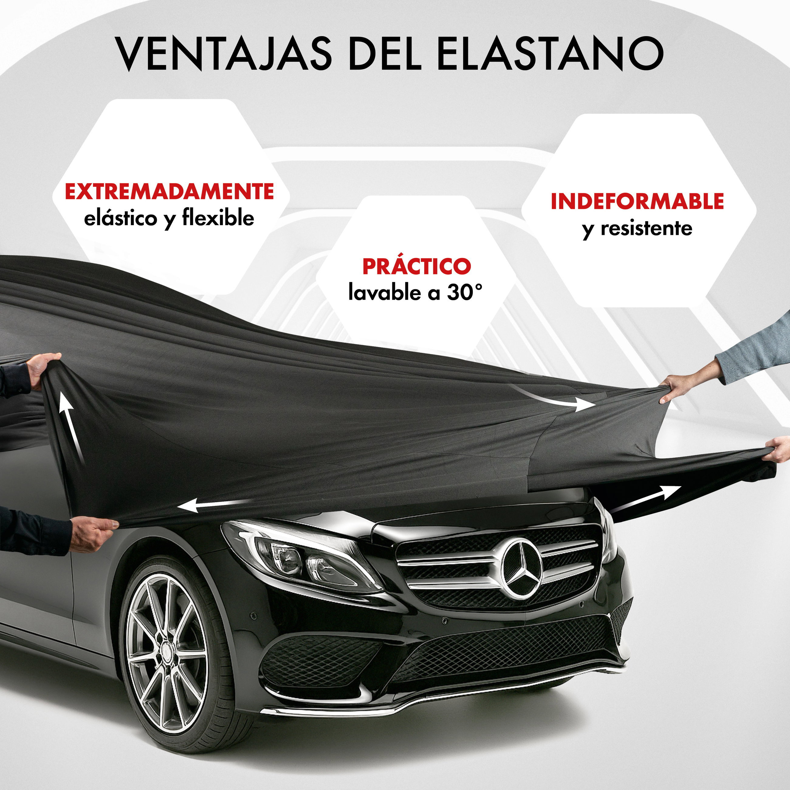 Funda de coche interior Stretch Plus, cubierta protectora de coche talla 5 familiar negro