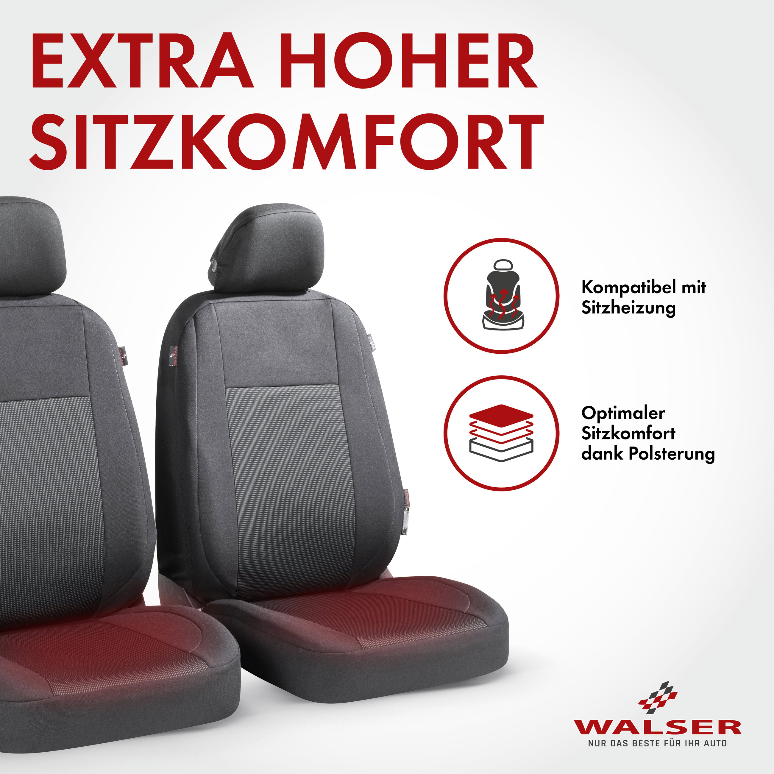 Autositzbezug ZIPP-IT Premium Ardwell, PKW-Schonbezüge für 2 Vordersitze mit Reißverschluss-System schwarz/grau