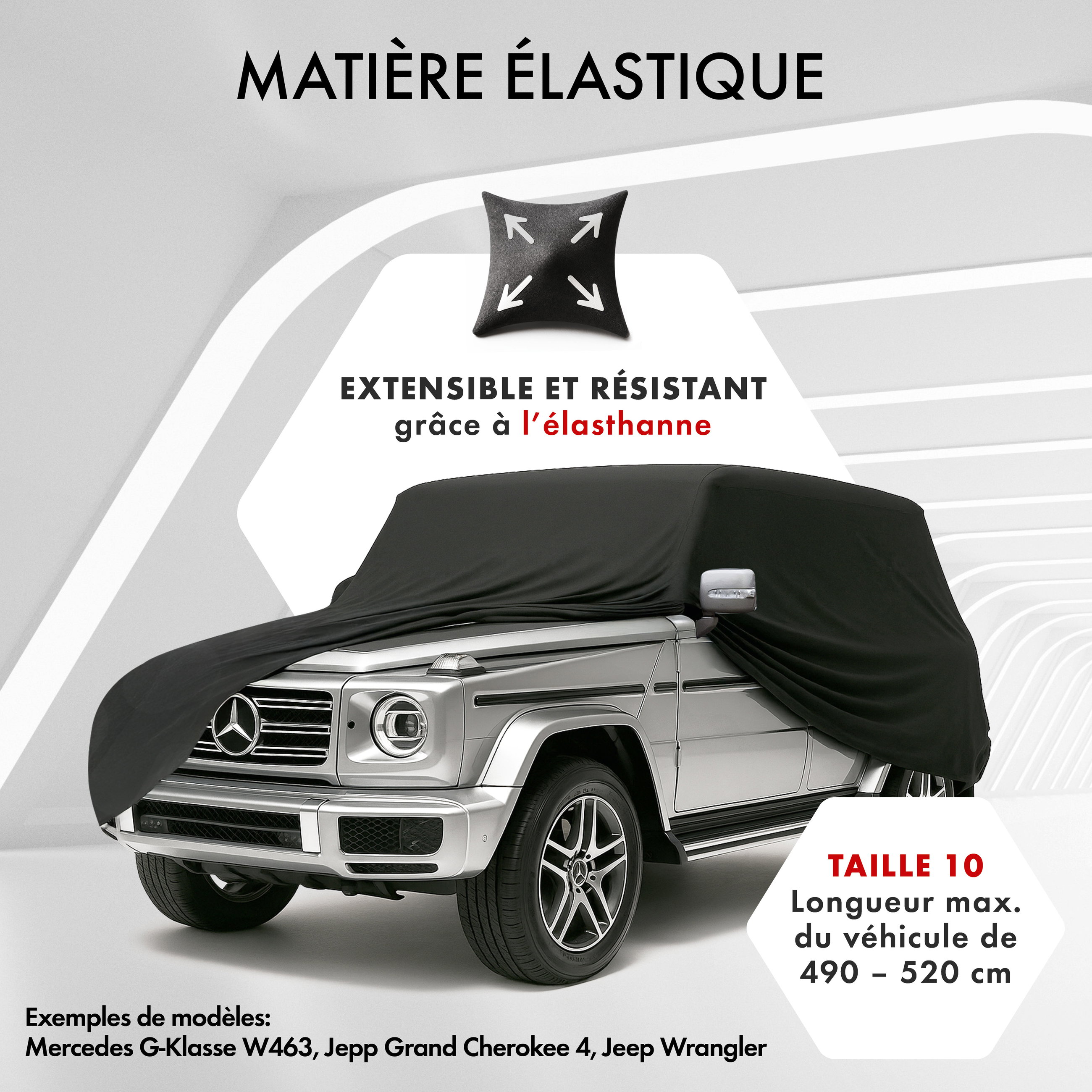 Premium housse de voiture Indoor Stretch, bâche complet pour l'interieur Plus taille 10 SUV/VAN noir