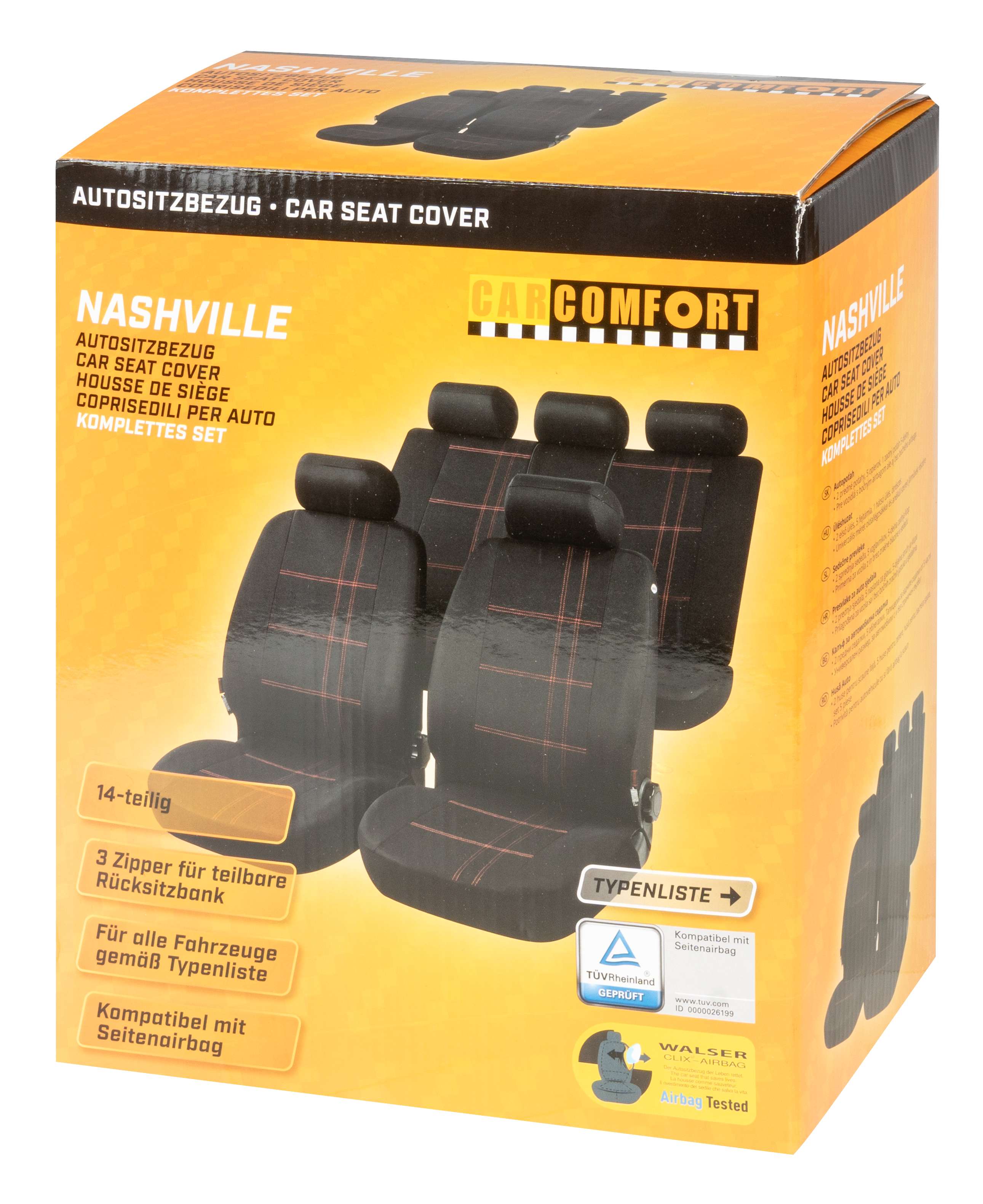 Autositzbezug Nashville, PKW-Schonbezüge Komplettset schwarz/rot