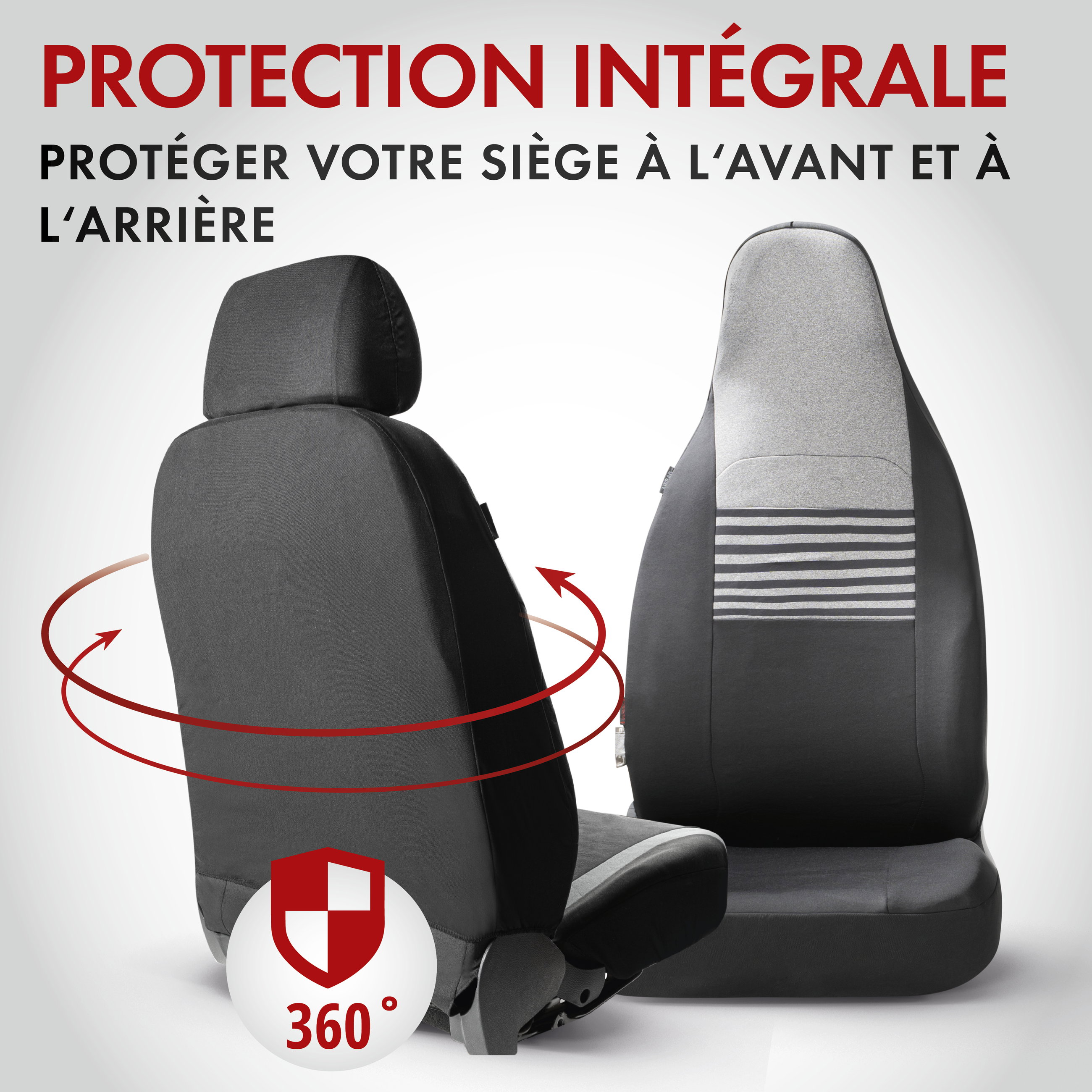 ZIPP IT Premium Housse de sièges Gordon pour deux sièges avant avec système de fermeture éclair noir/gris