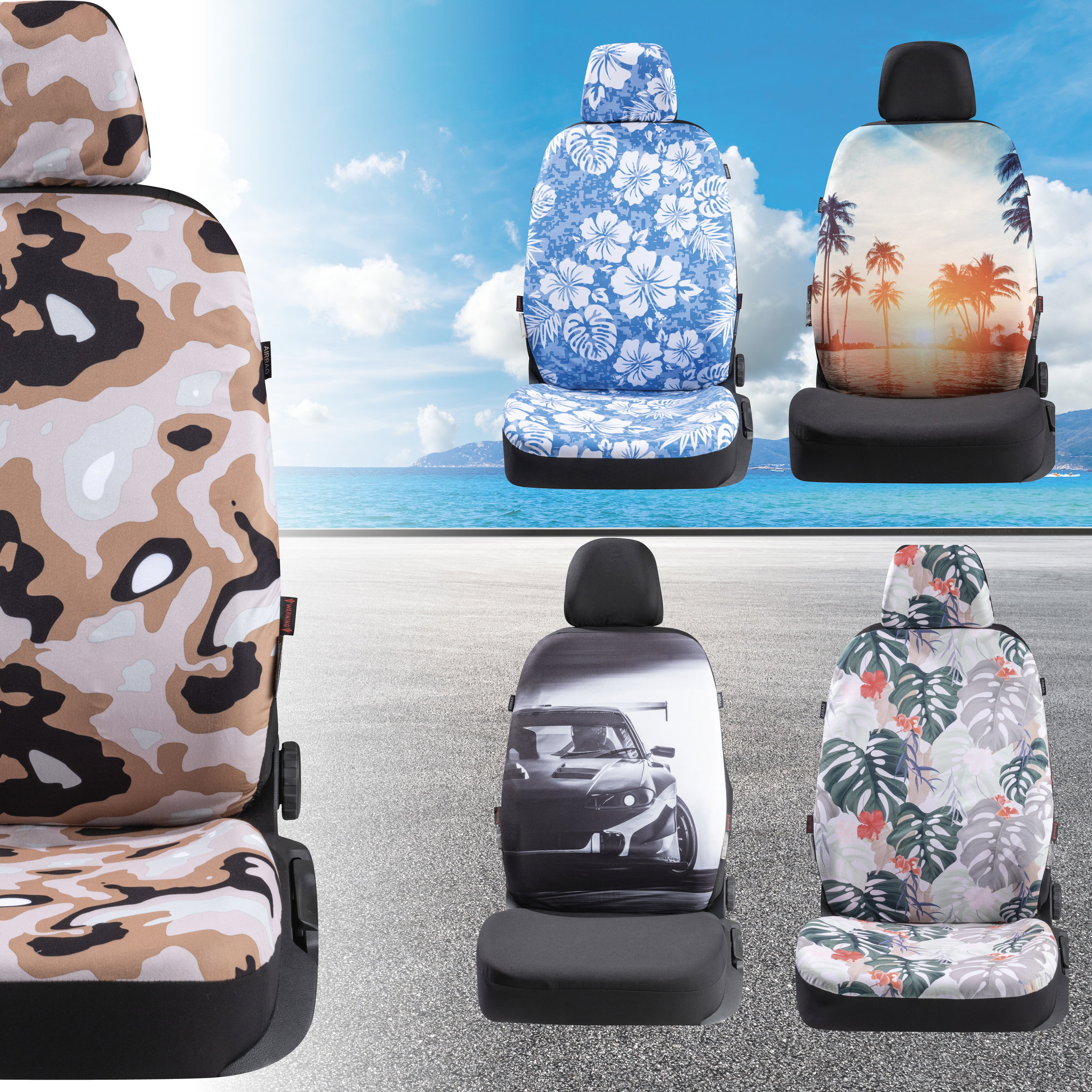 Autosædebetræk Camouflage, bilsædebetræk enkeltsæde Camouflage-Design