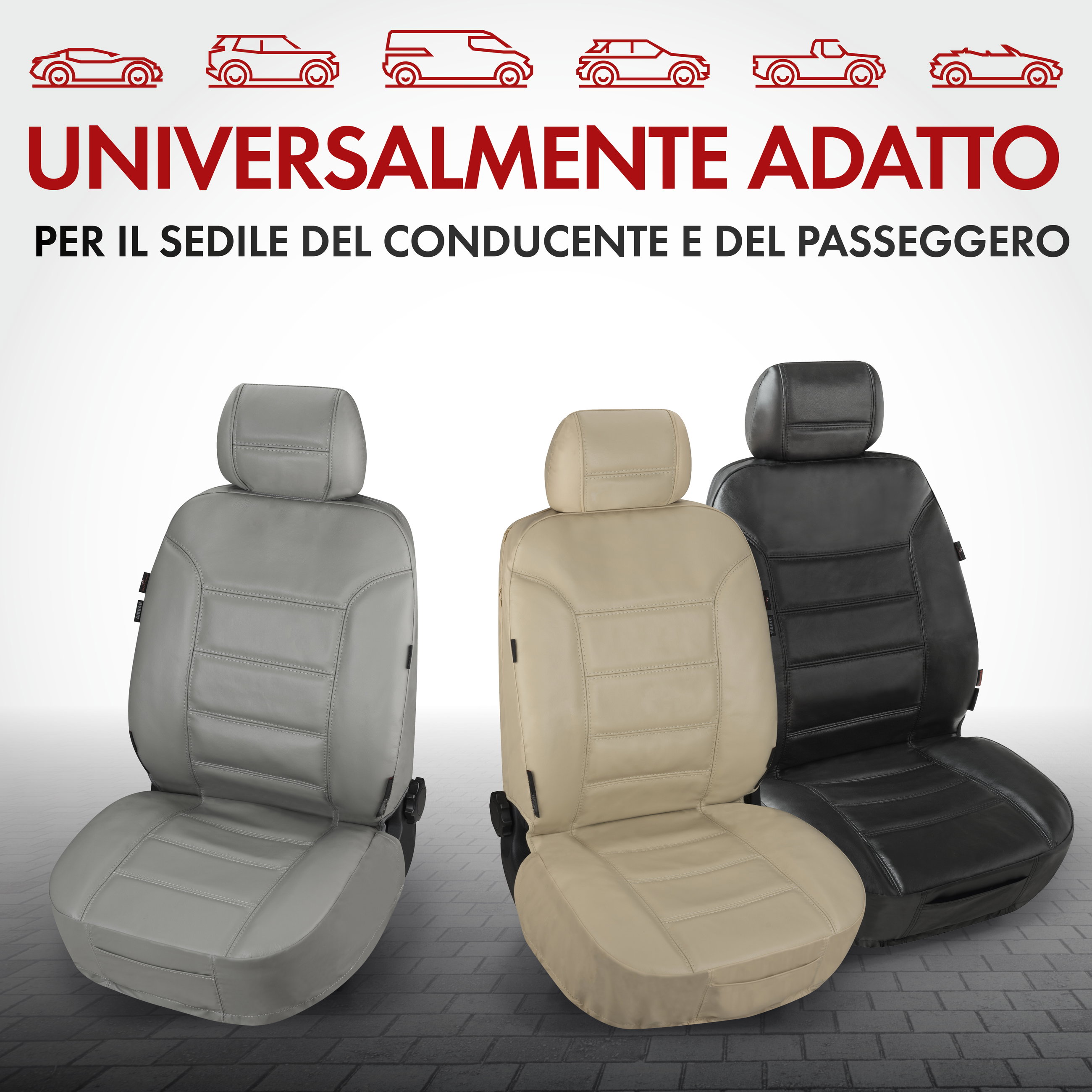 Coprisedili auto Billy in vera pelle nera ZIPP-IT, 1 pezzo