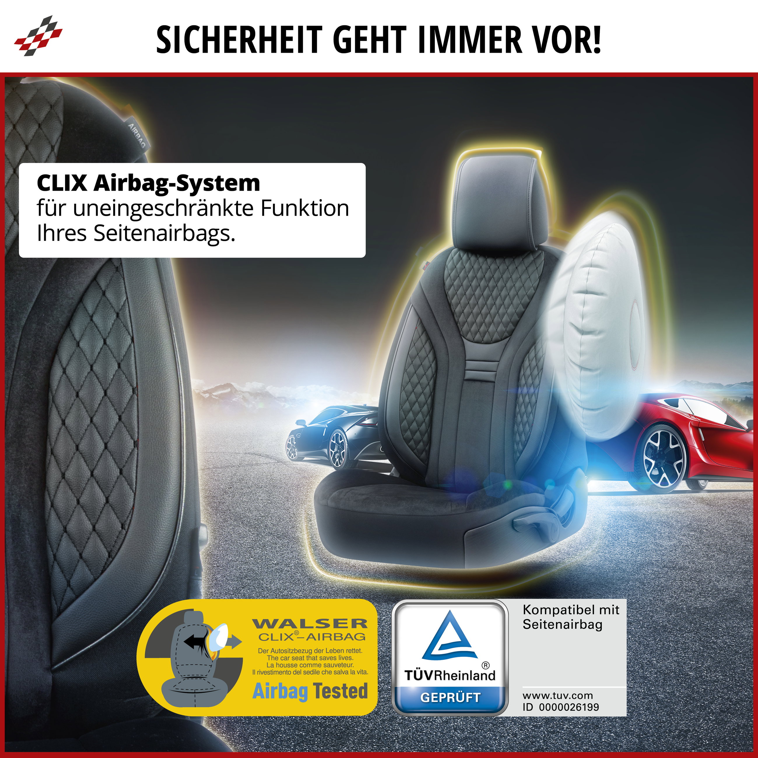 Autositzbezug ZIPP-IT Deluxe Balmoral, PKW-Schonbezüge für 2 Vordersitze mit Reißverschluss-System schwarz