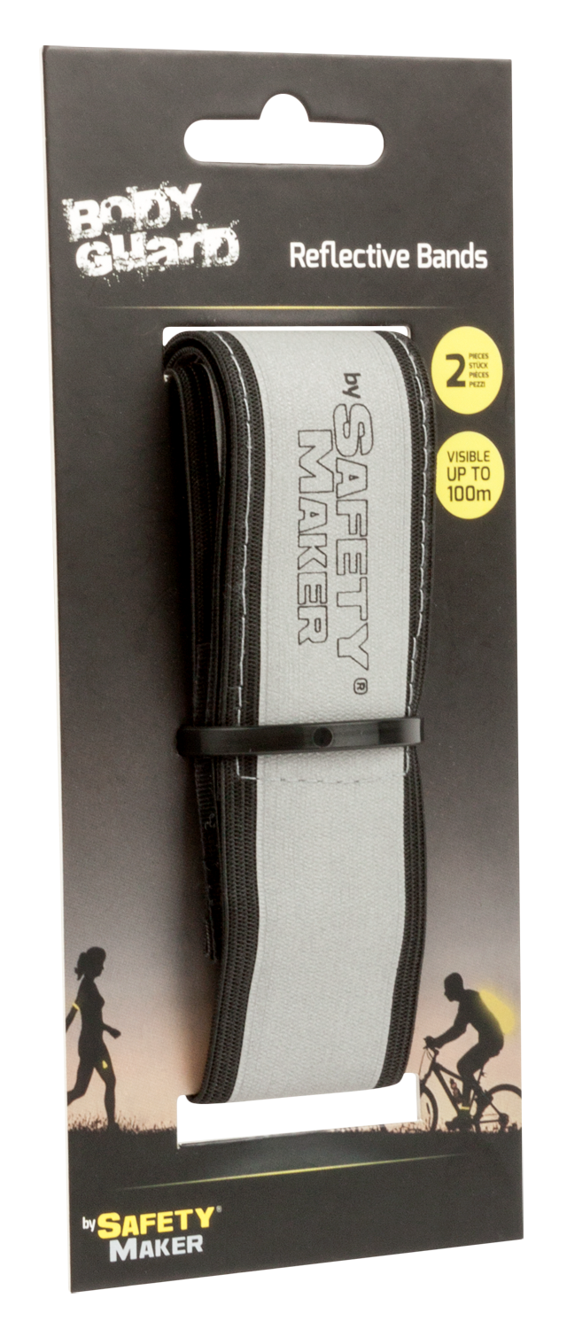 Reflektierende Bänder 2 Stück, reflektierendes Armband silber/schwarz
