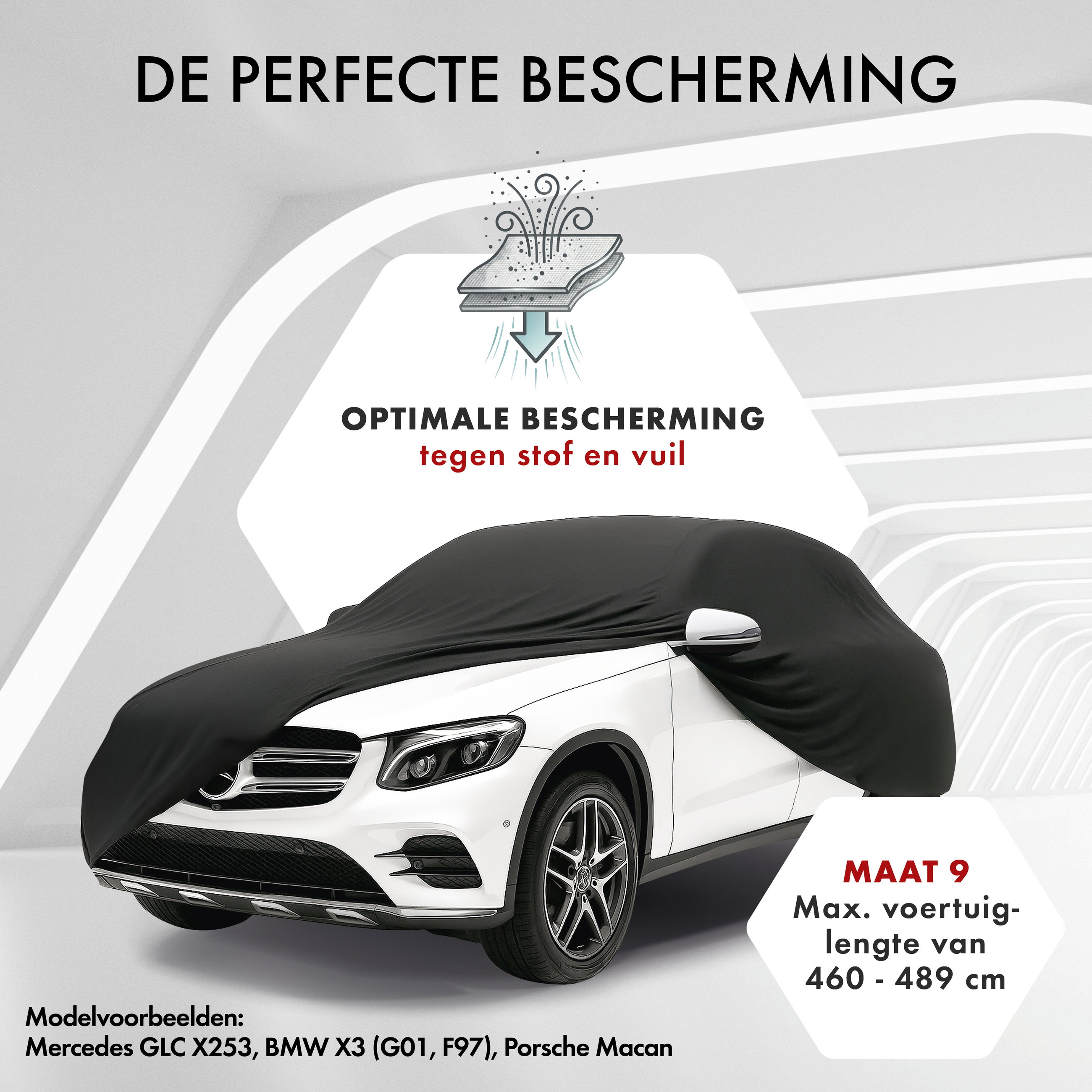 Overtrek Indoor Stretch Maat 9 SUV/VAN zwart