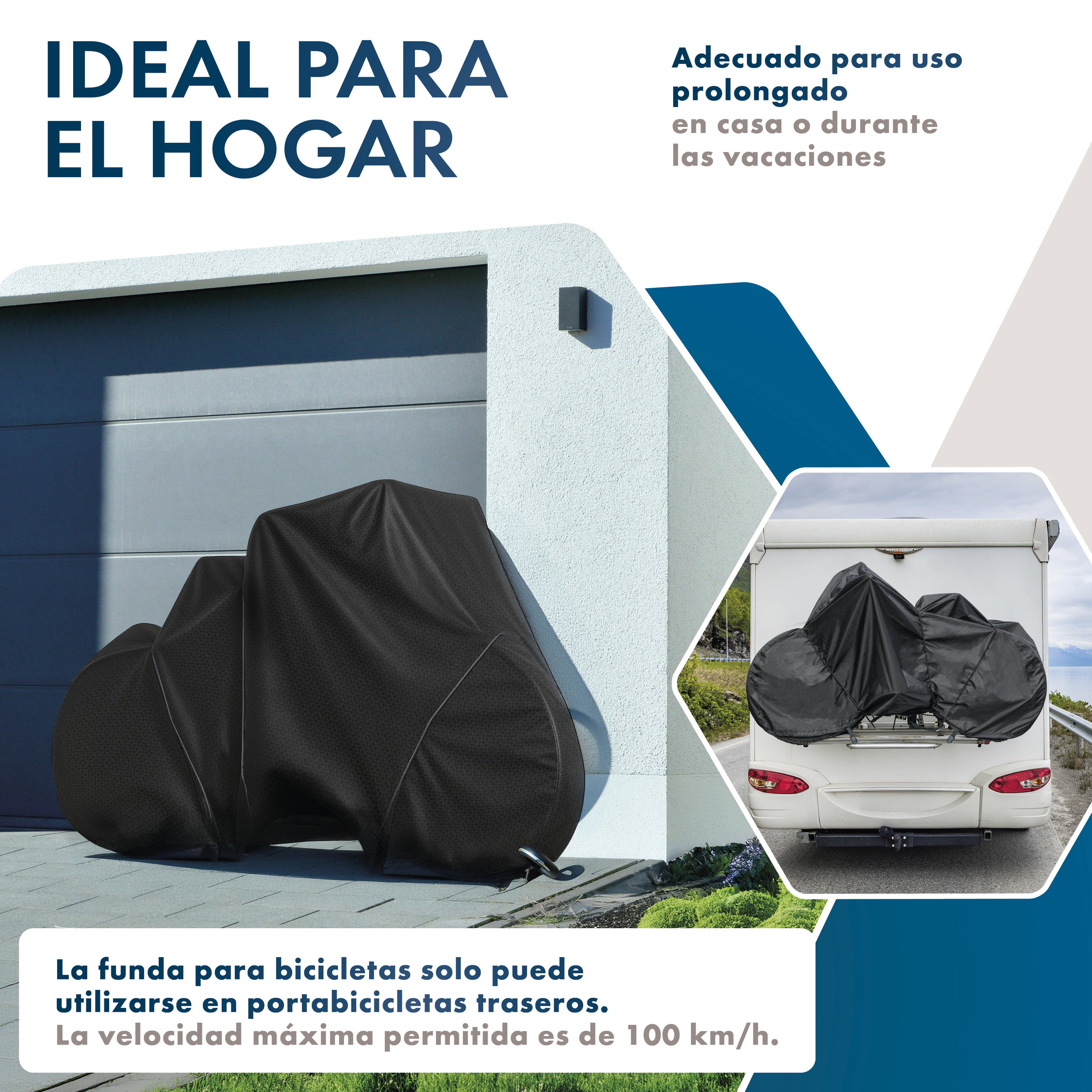 Funda para 2 bicicletas, cubierta protectora 100% impermeable para portabicicletas, garaje para bicicletas incl. goma elástica y bolsa de almacenamiento extra
