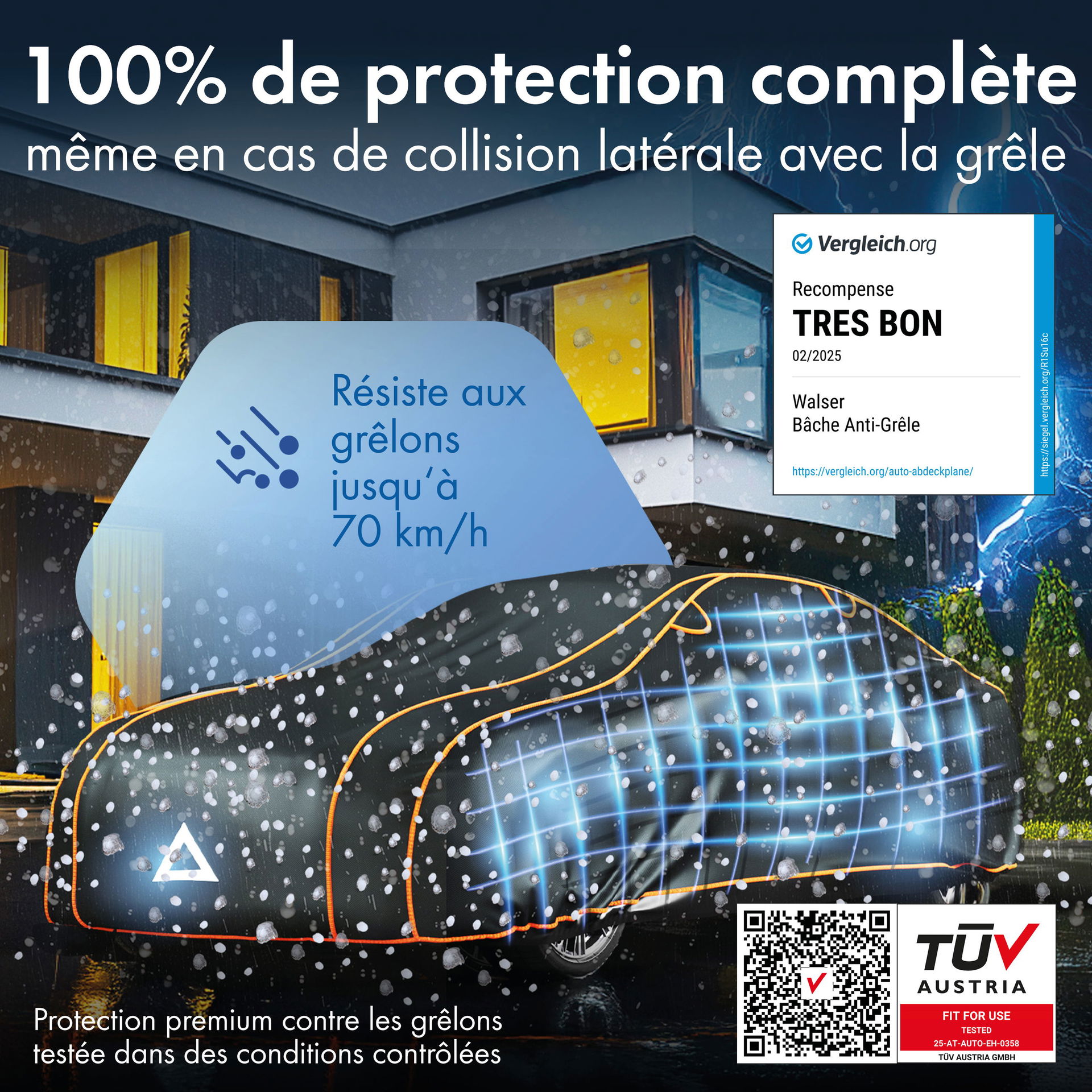 Eteslot Housse de Voiture Anti-grêle - Protection Contre la grêle pour
