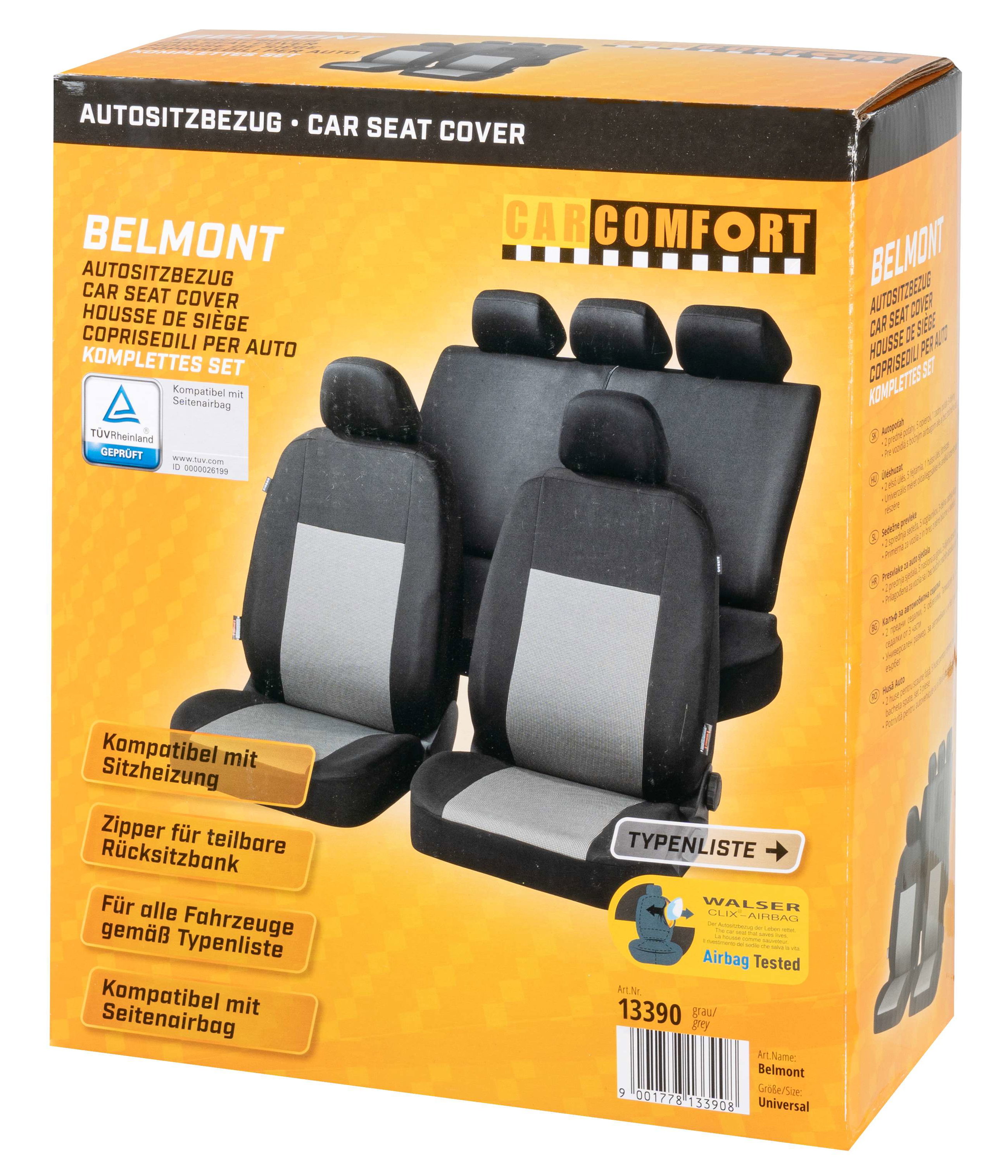 Housses de sièges Belmont noir/gris kit complet