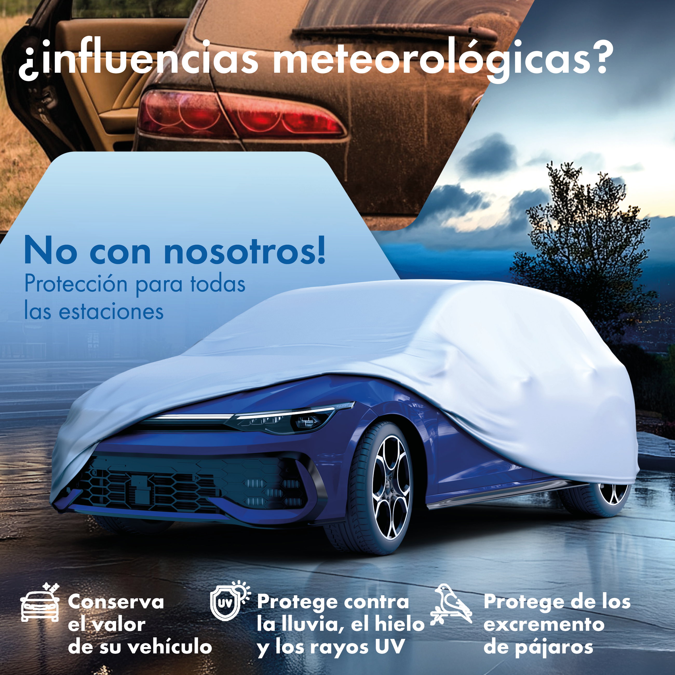 Cubierta protectora de coche All Weather, funda de coche funda integral talla 1 coche, funda para coche plateado