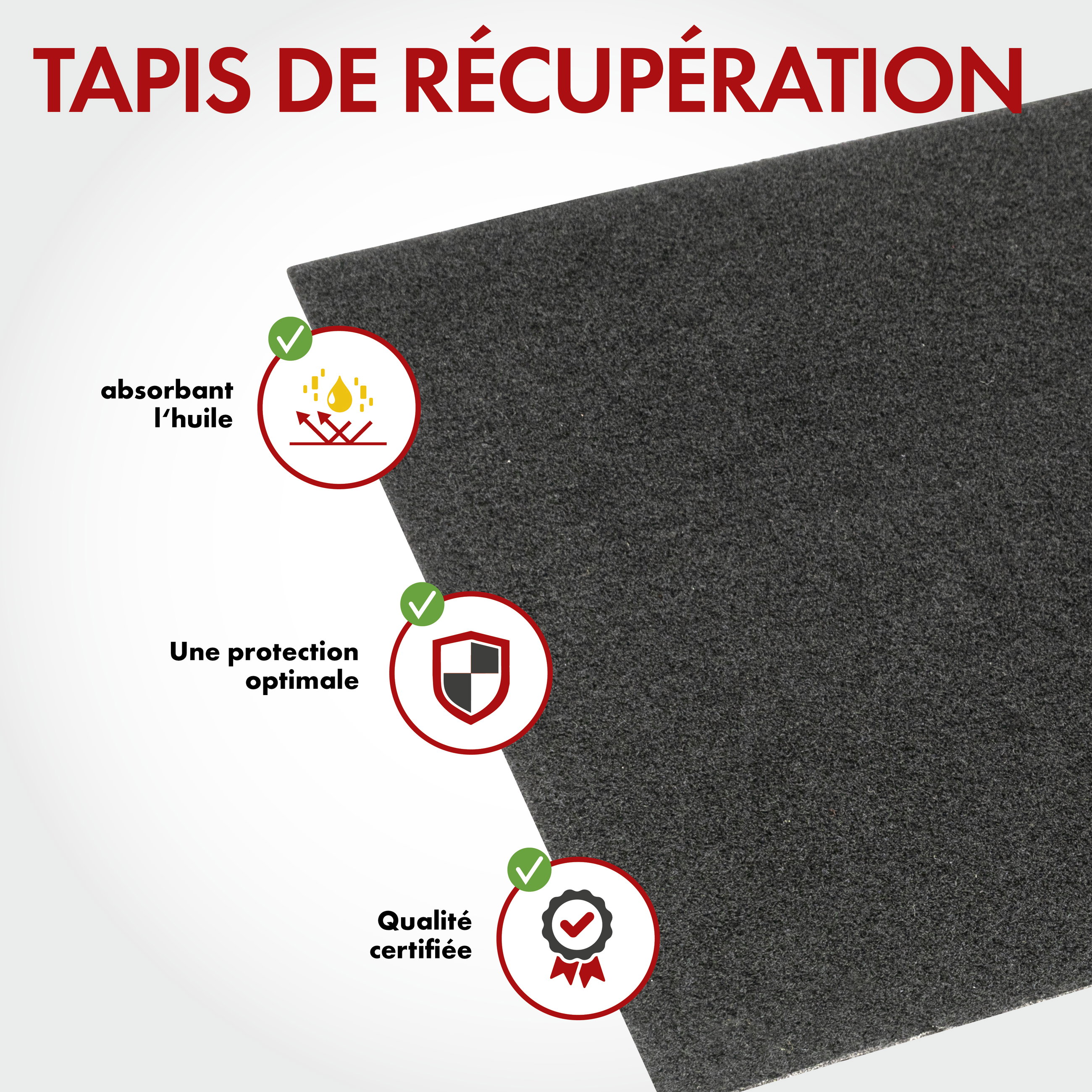Tapis collecteur d'huile Clean Max 100x200 cm noir