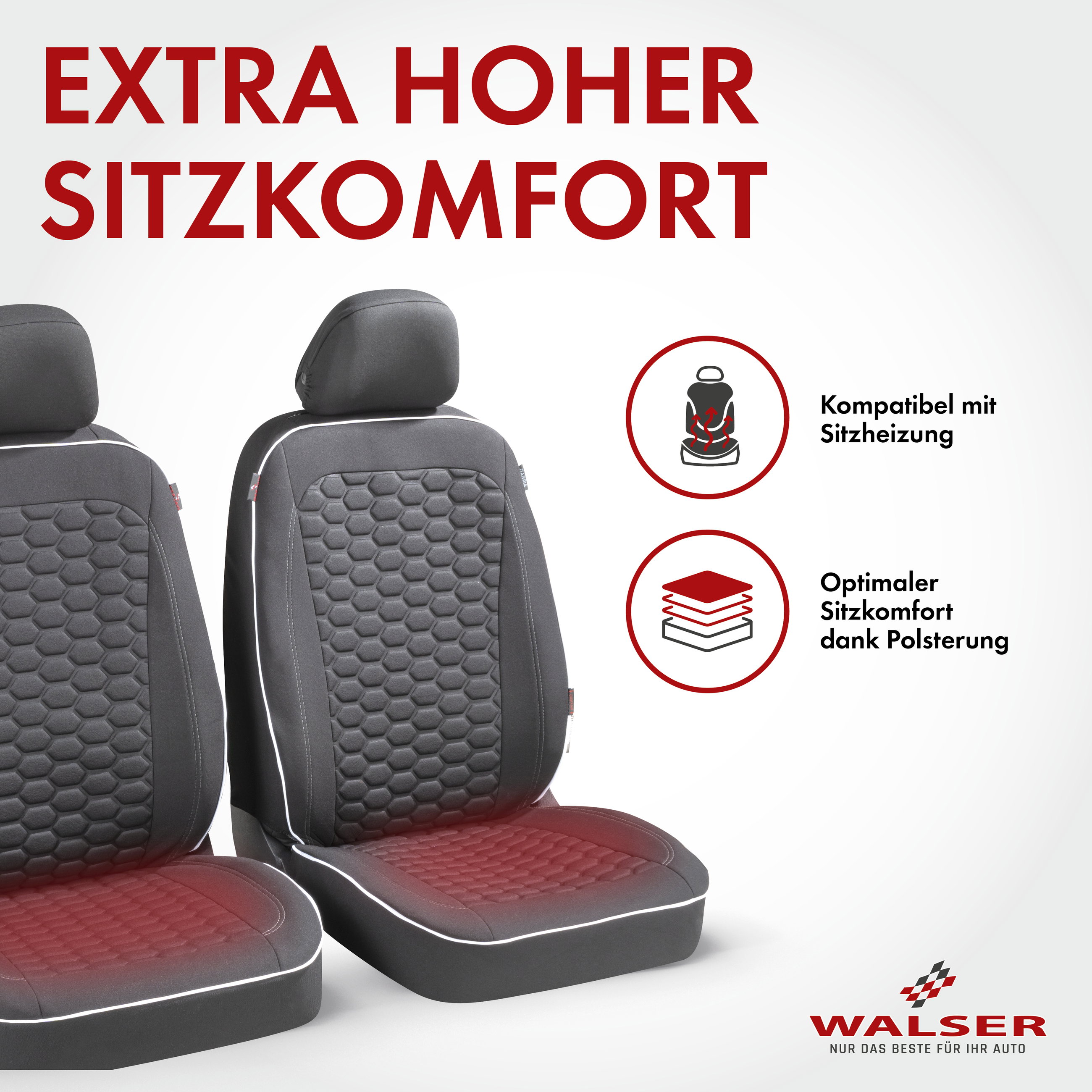 Autositzbezug ZIPP-IT Premium Kendal, PKW-Schonbezüge für 2 Vordersitze mit Reißverschluss-System schwarz/weiß