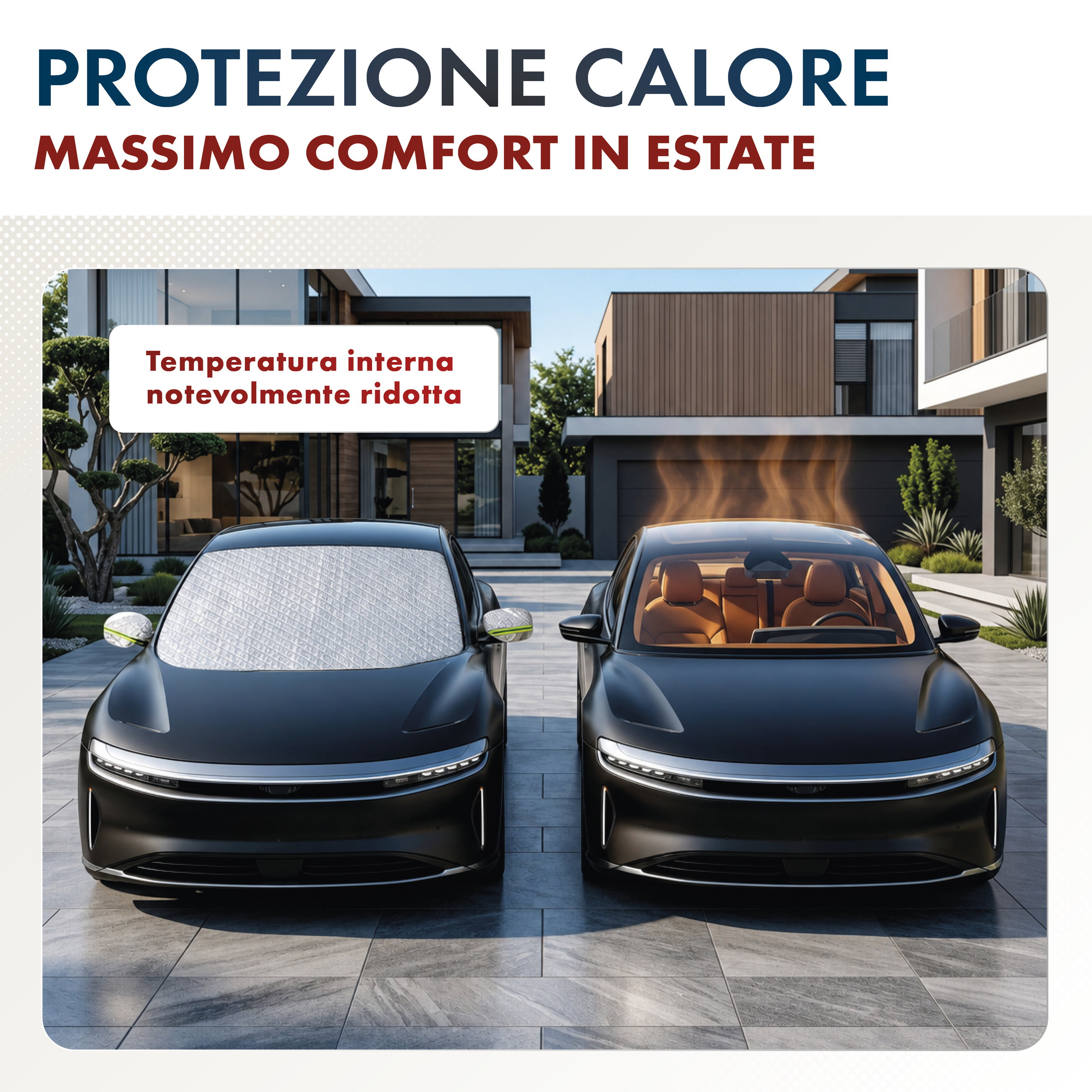 Protettore termico del parabrezza Premium con copertura dello specchio laterale 157x126 cm
