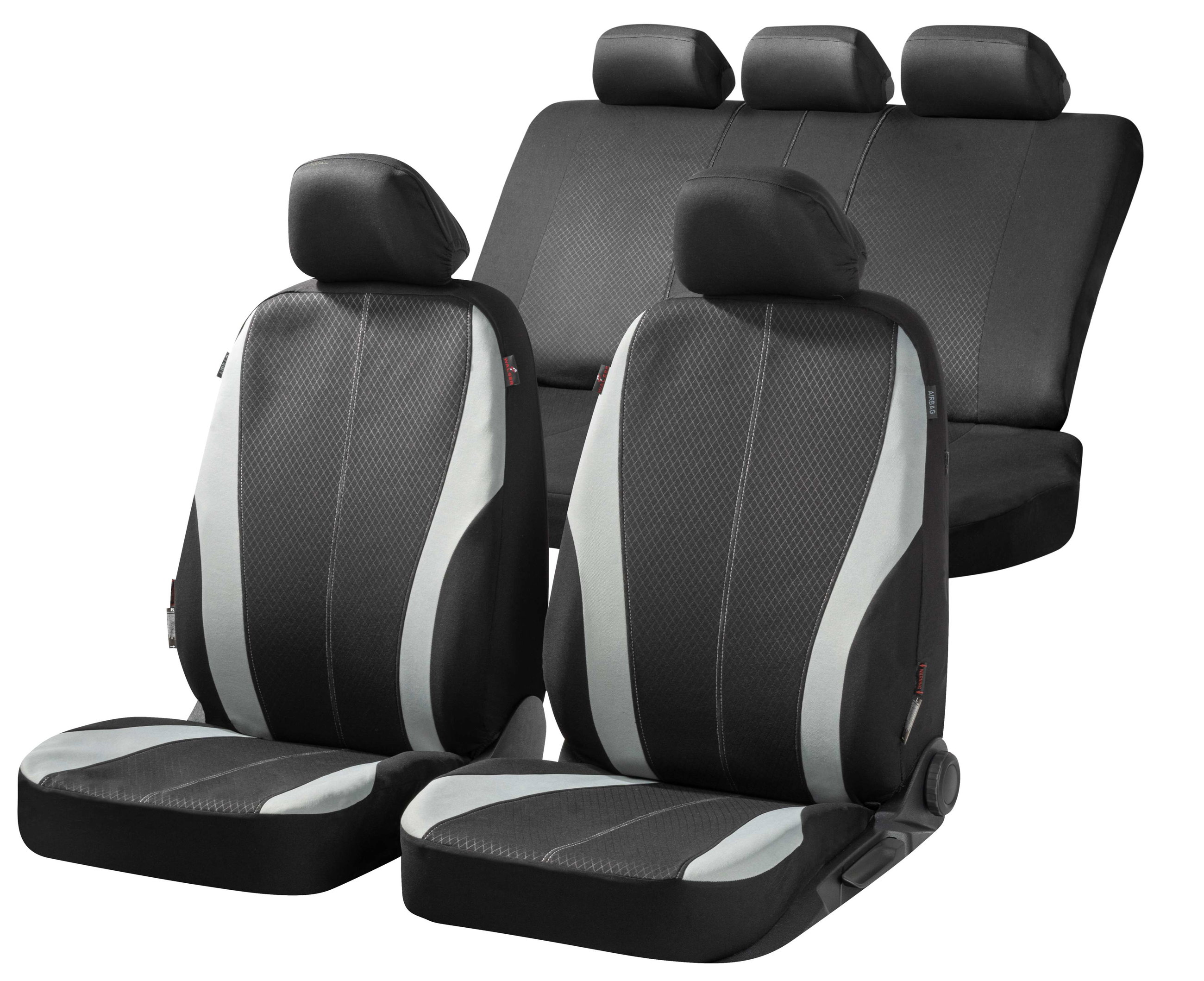 ZIPP IT Car seat covers Dundee complete set with zip-system black/grey