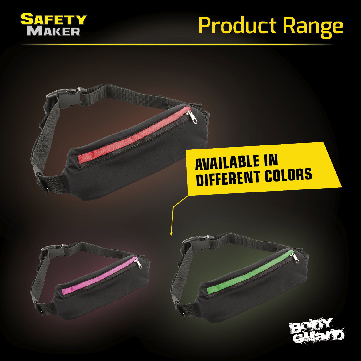 Pochette de ceinture LED noir rouge