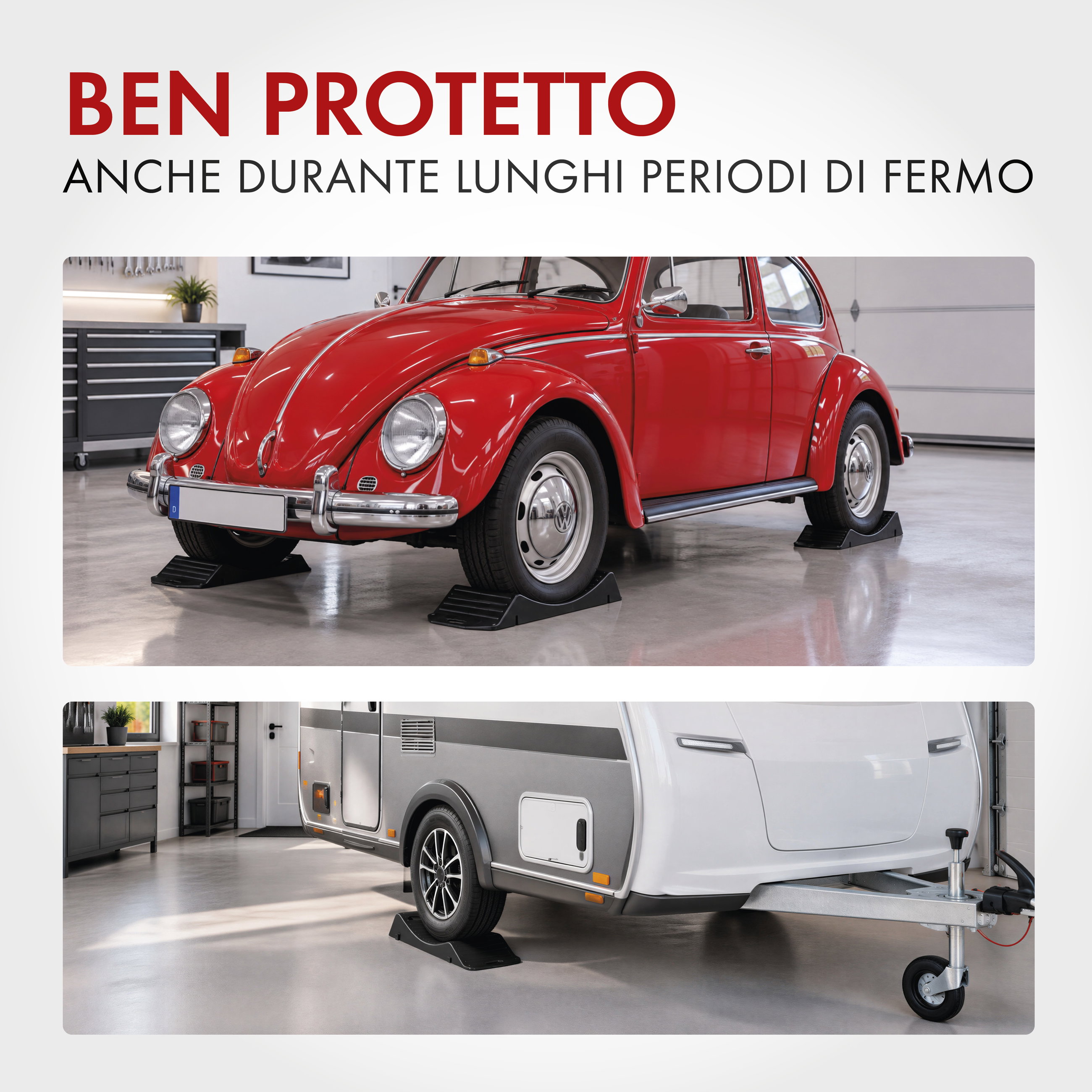 Protezione per pneumatici con capacità di carico fino a 5 tonnellate, set di pattini per pneumatici 2 pezzi, culla per pneumatici per proteggere i punti piatti 49,5x21,5x5,8 cm